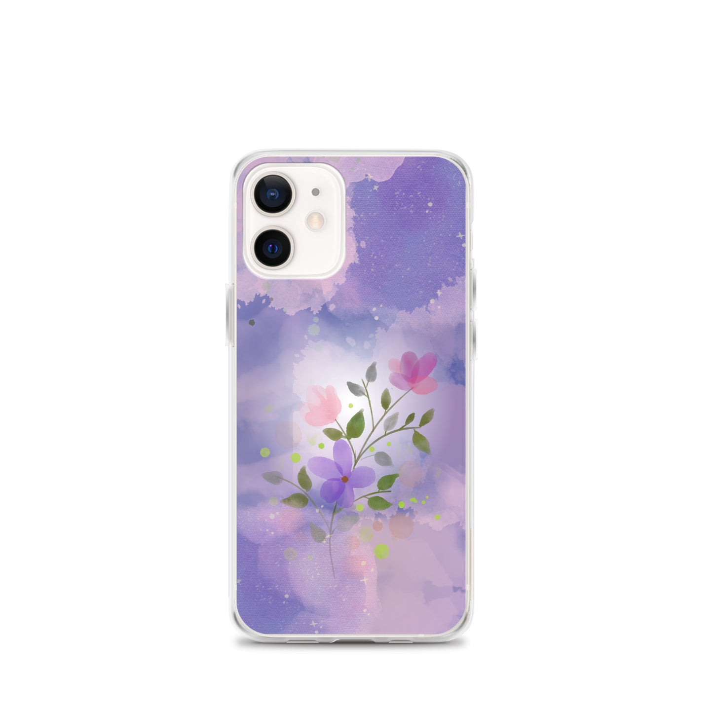 Abstract iPhone case flowers on a lilac Bg