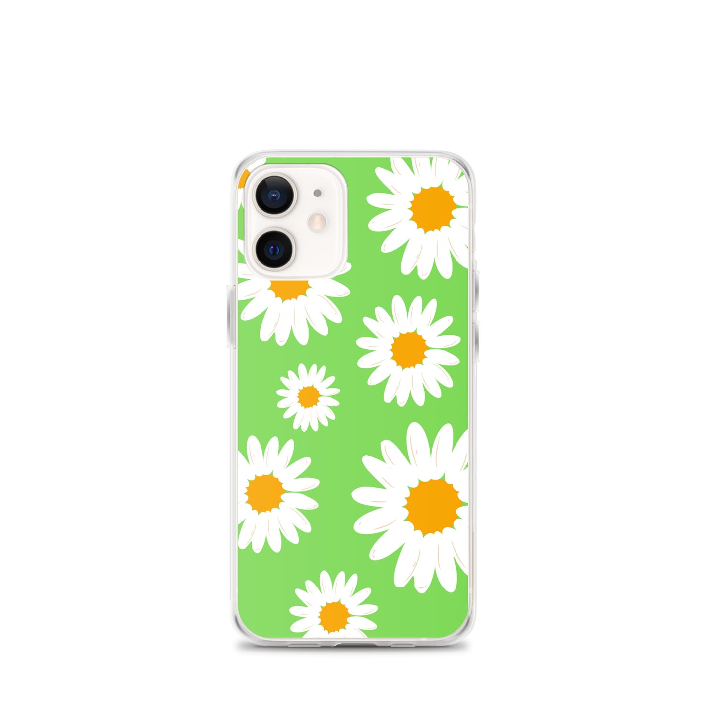 Abstract iPhone case daisies on a green BG