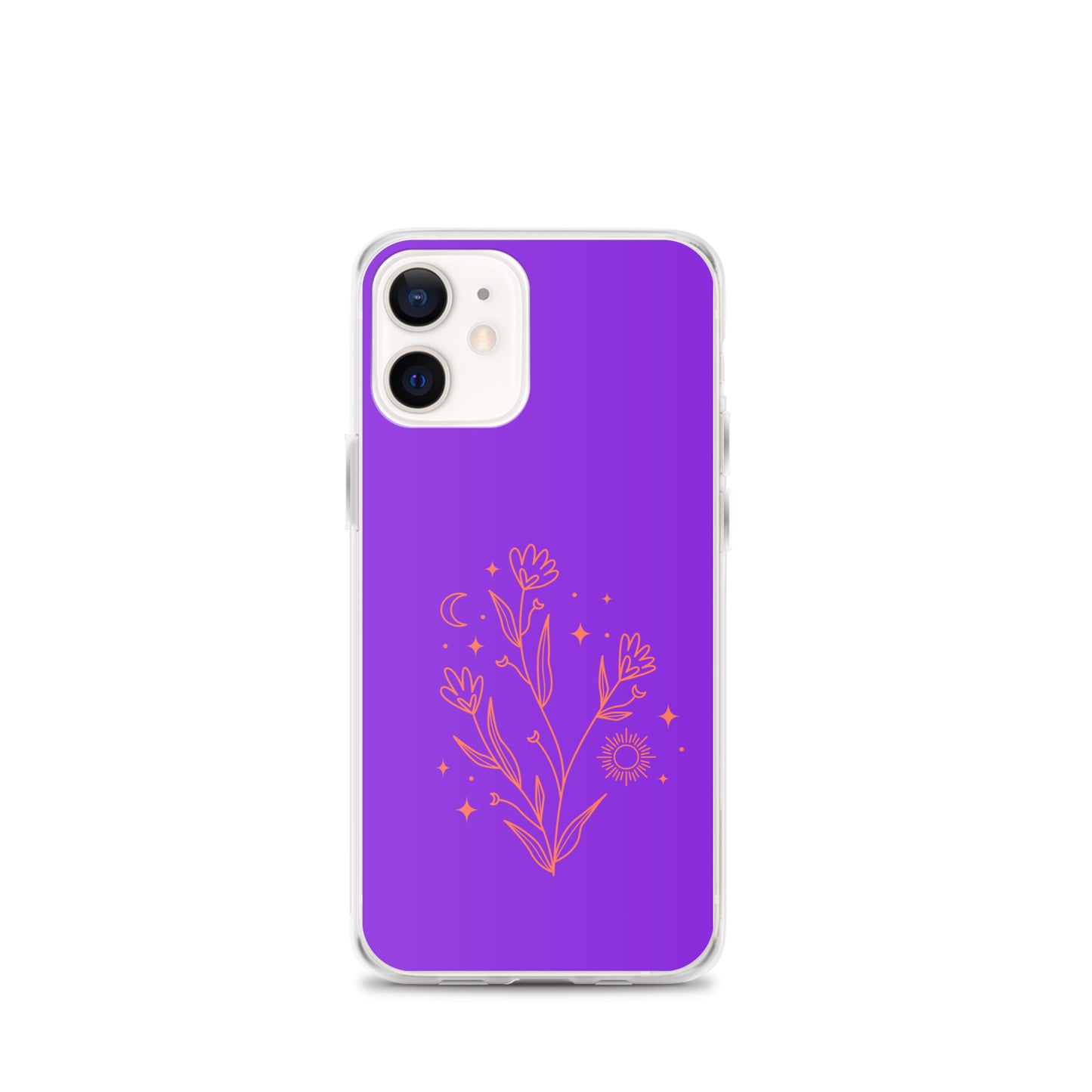 Abstract iPhone case red flowers on purple BG