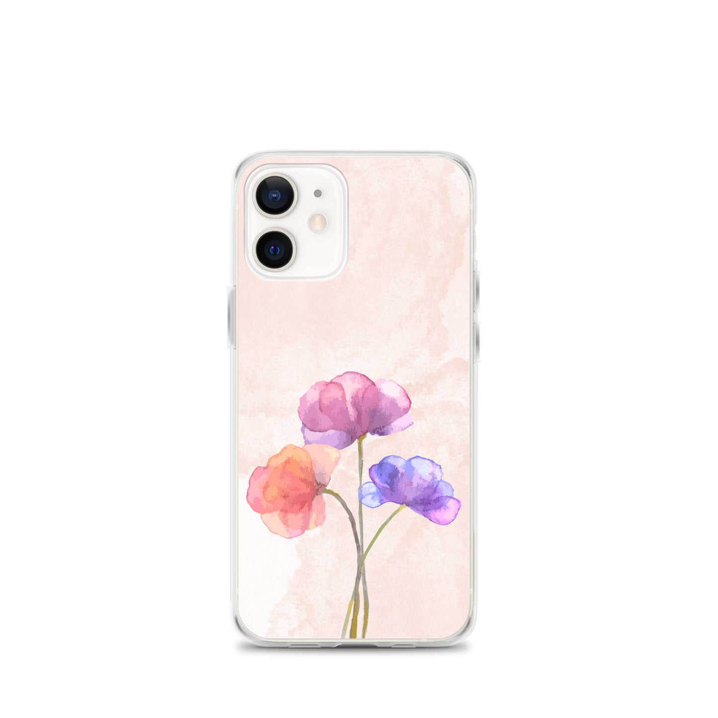 Abstract iPhone case 3 flowers on pink Bg