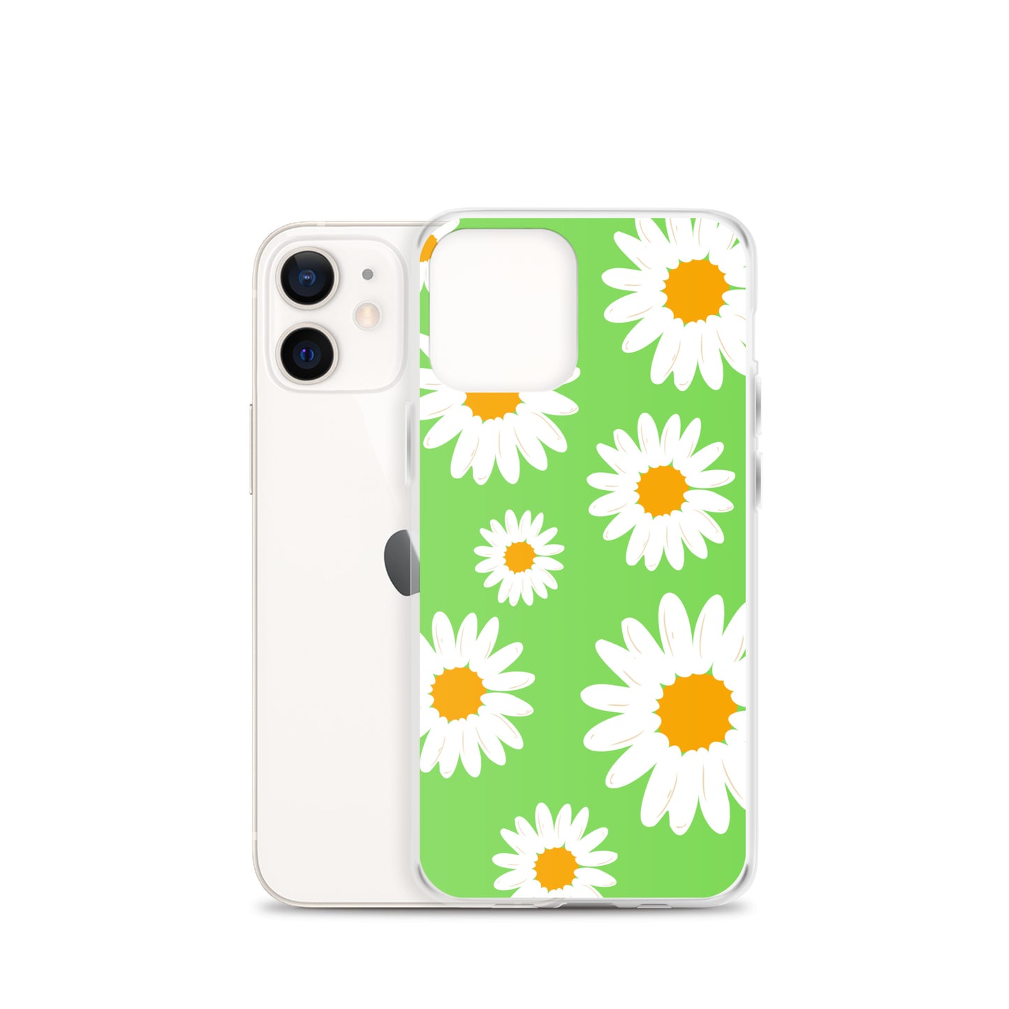 Abstract iPhone case daisies on a green BG