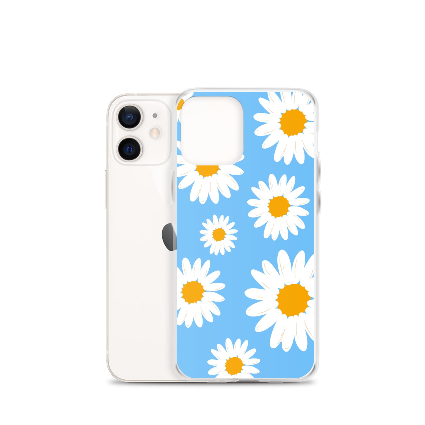 Abstract iPhone case Daisies on skyblue BG