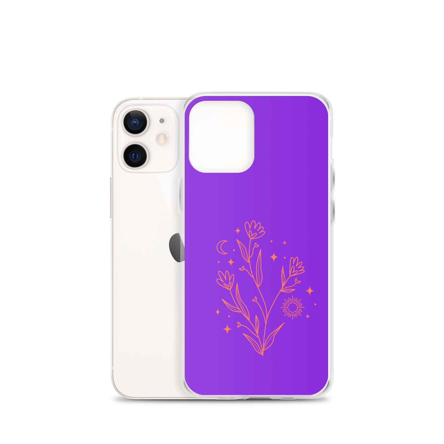 Abstract iPhone case red flowers on purple BG