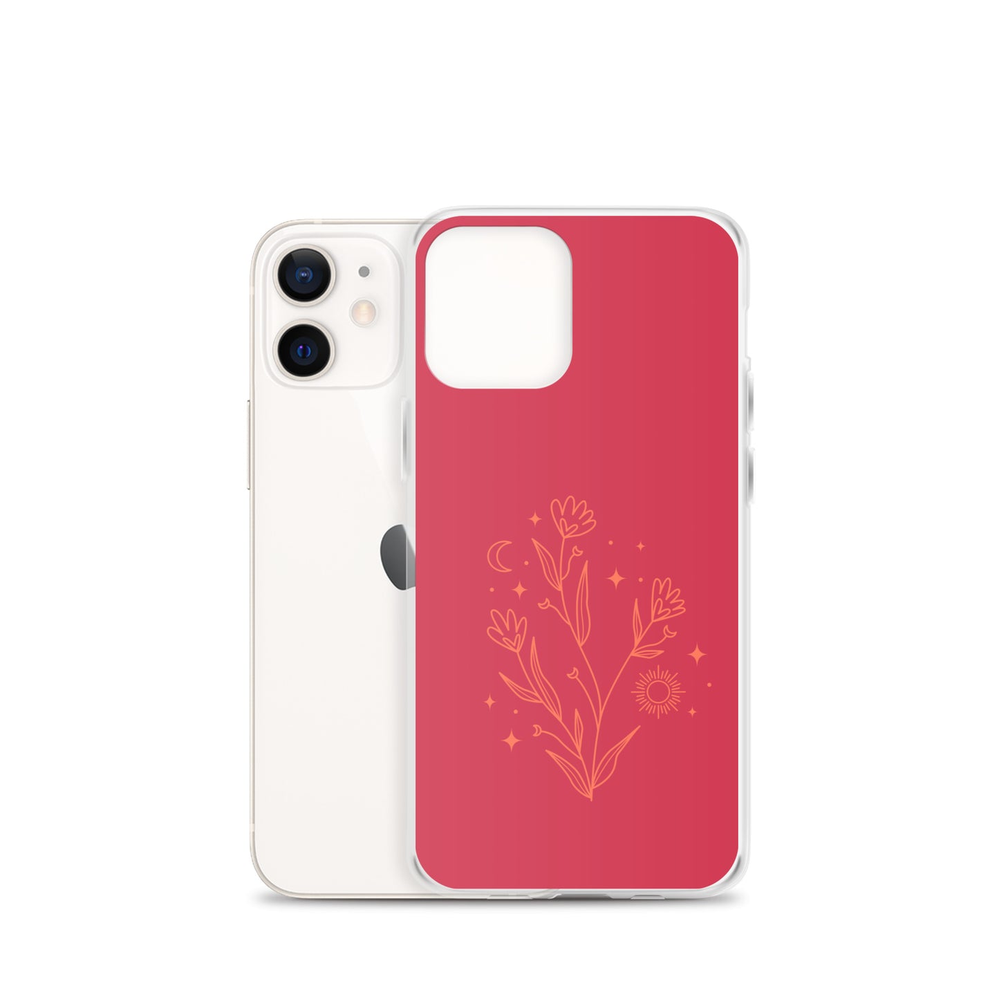 Abstract iPhone case flowers on red BG