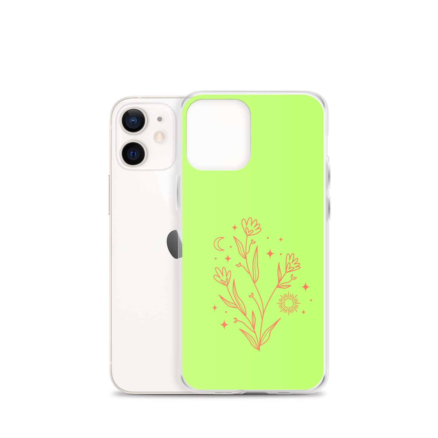 Abstract iPhone case flowers on light green BG