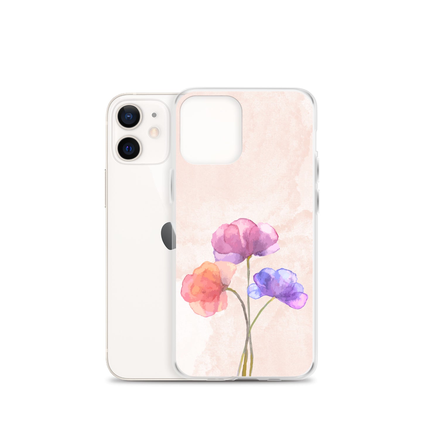 Abstract iPhone case 3 flowers on pink Bg