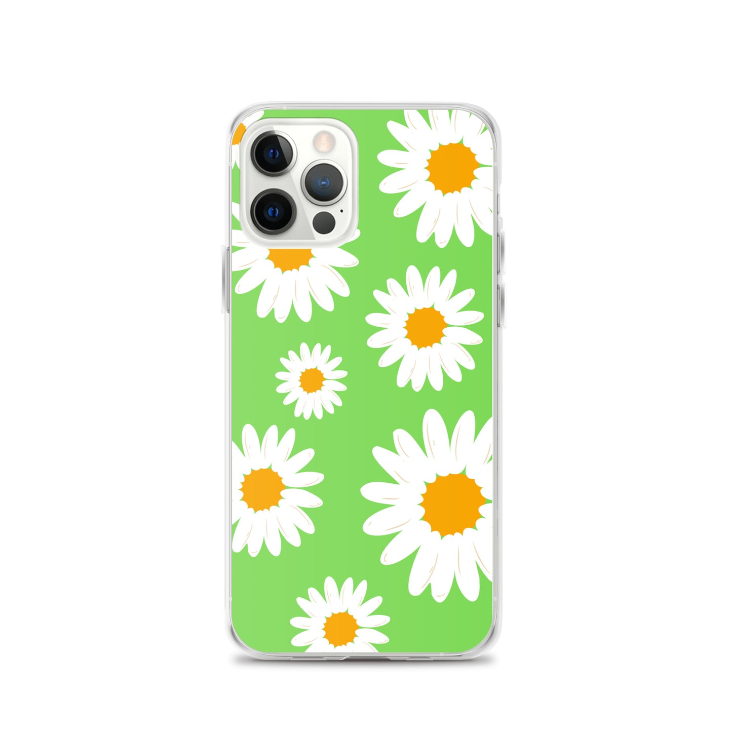 Abstract iPhone case daisies on a green BG