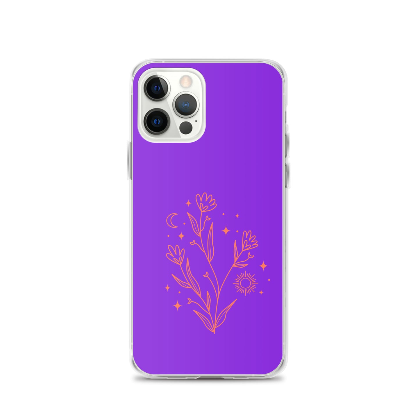 Abstract iPhone case red flowers on purple BG