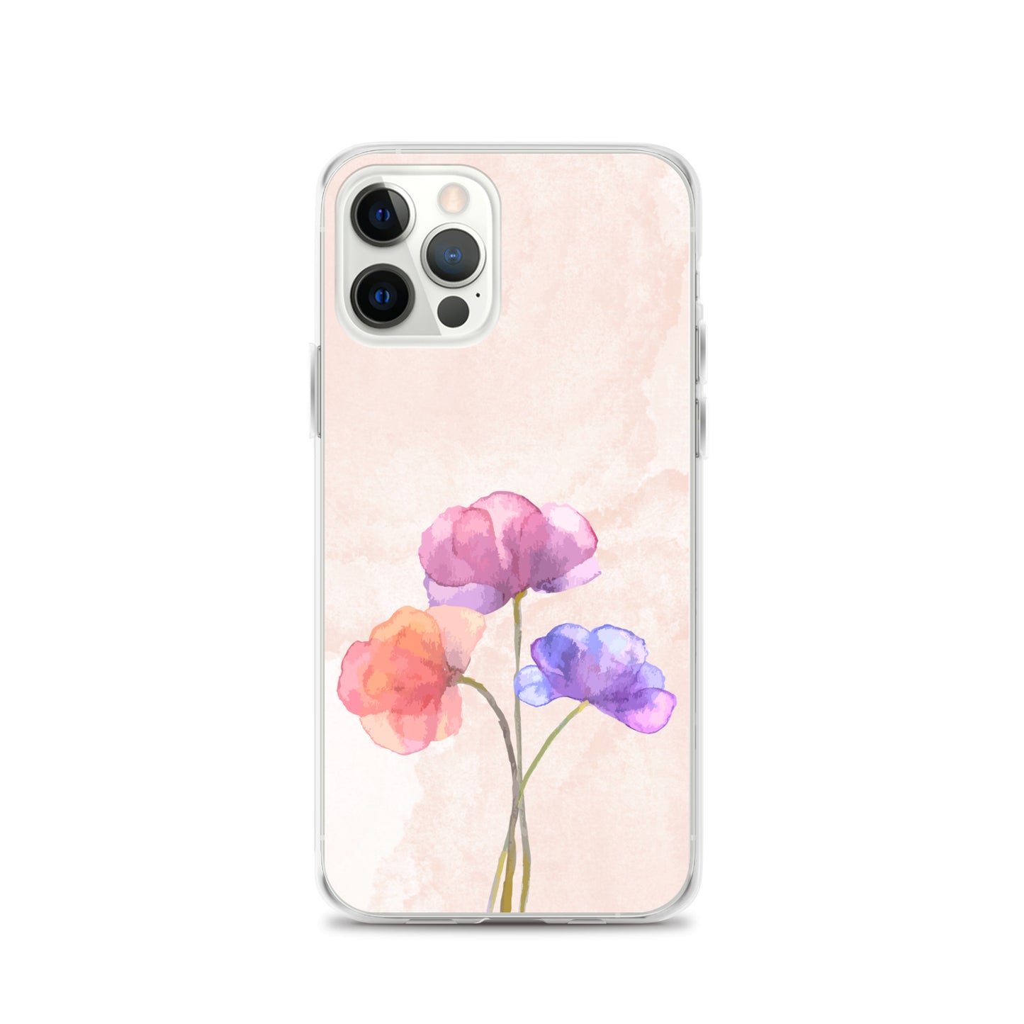 Abstract iPhone case 3 flowers on pink Bg