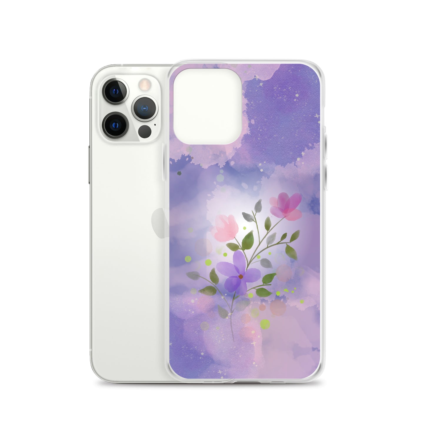 Abstract iPhone case flowers on a lilac Bg