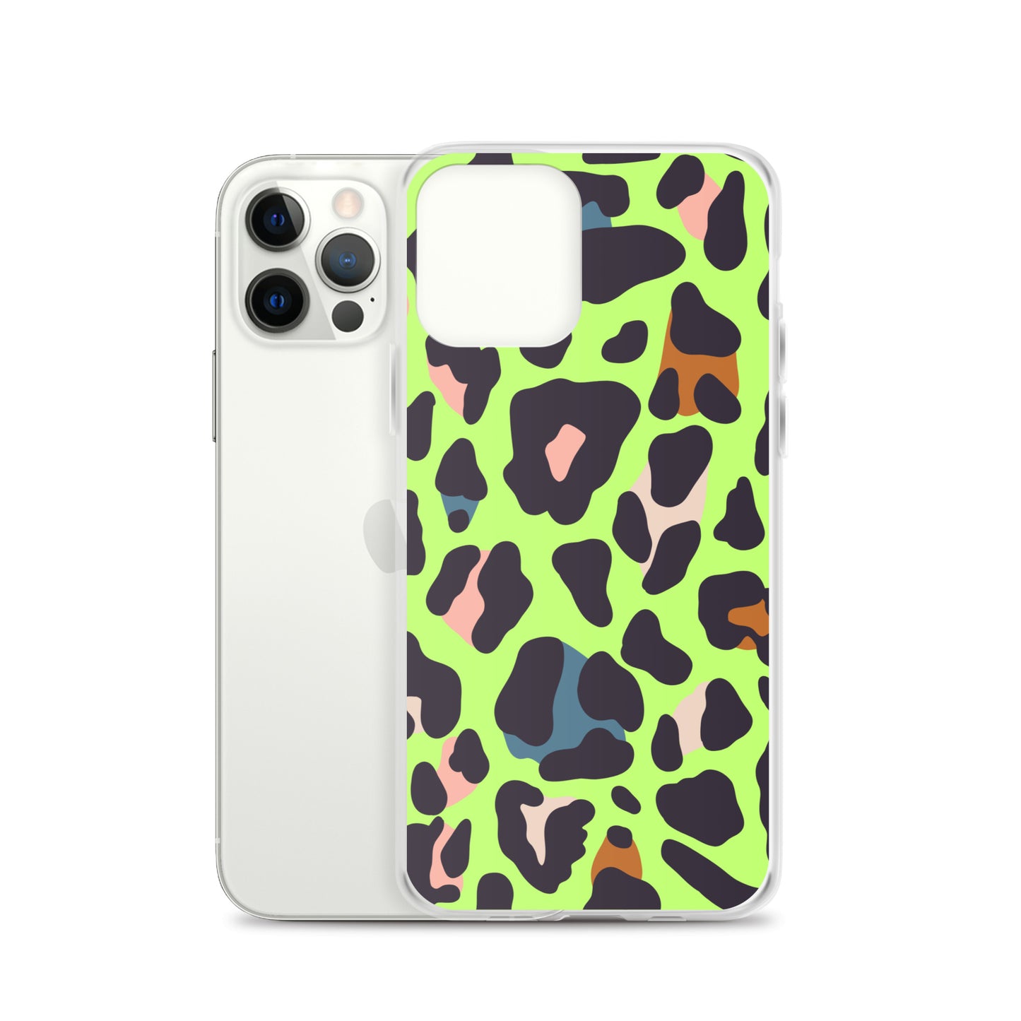 Abstract iPhone case lime leopard print