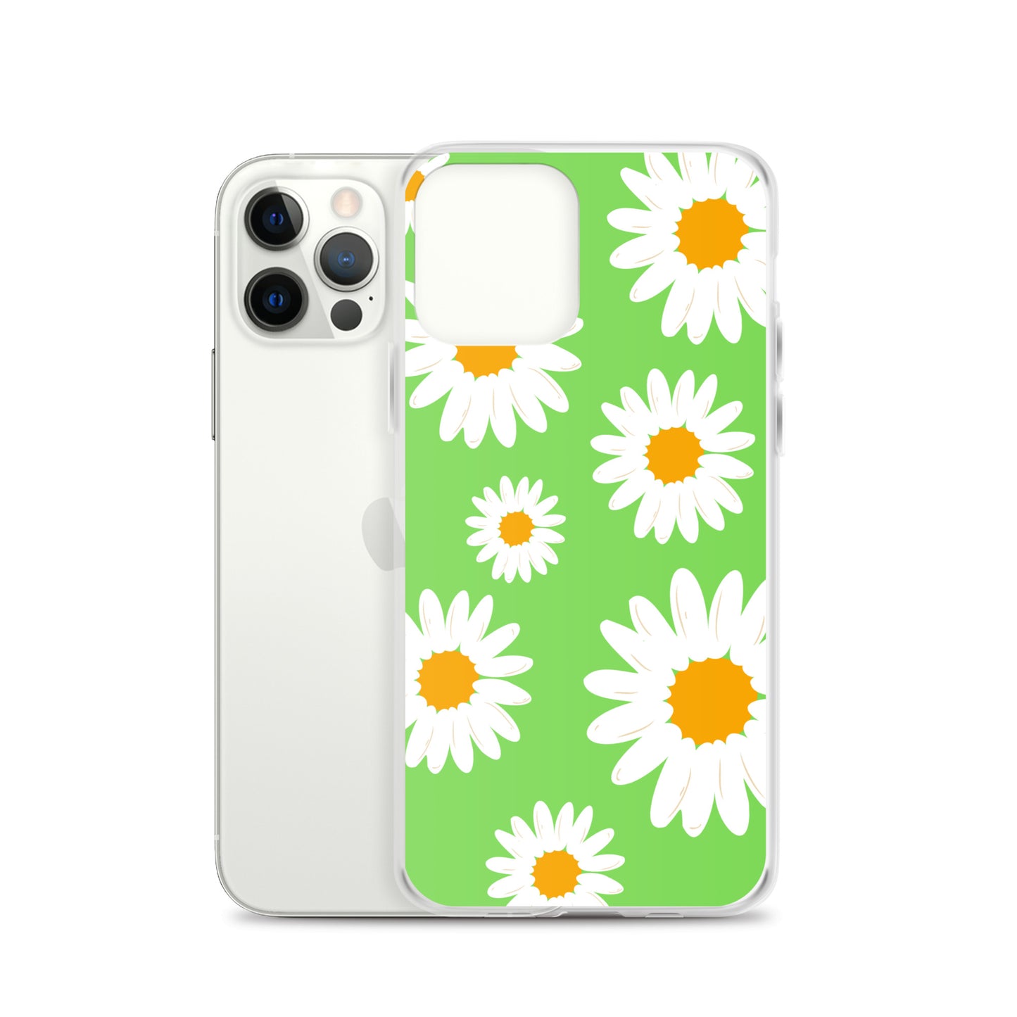 Abstract iPhone case daisies on a green BG