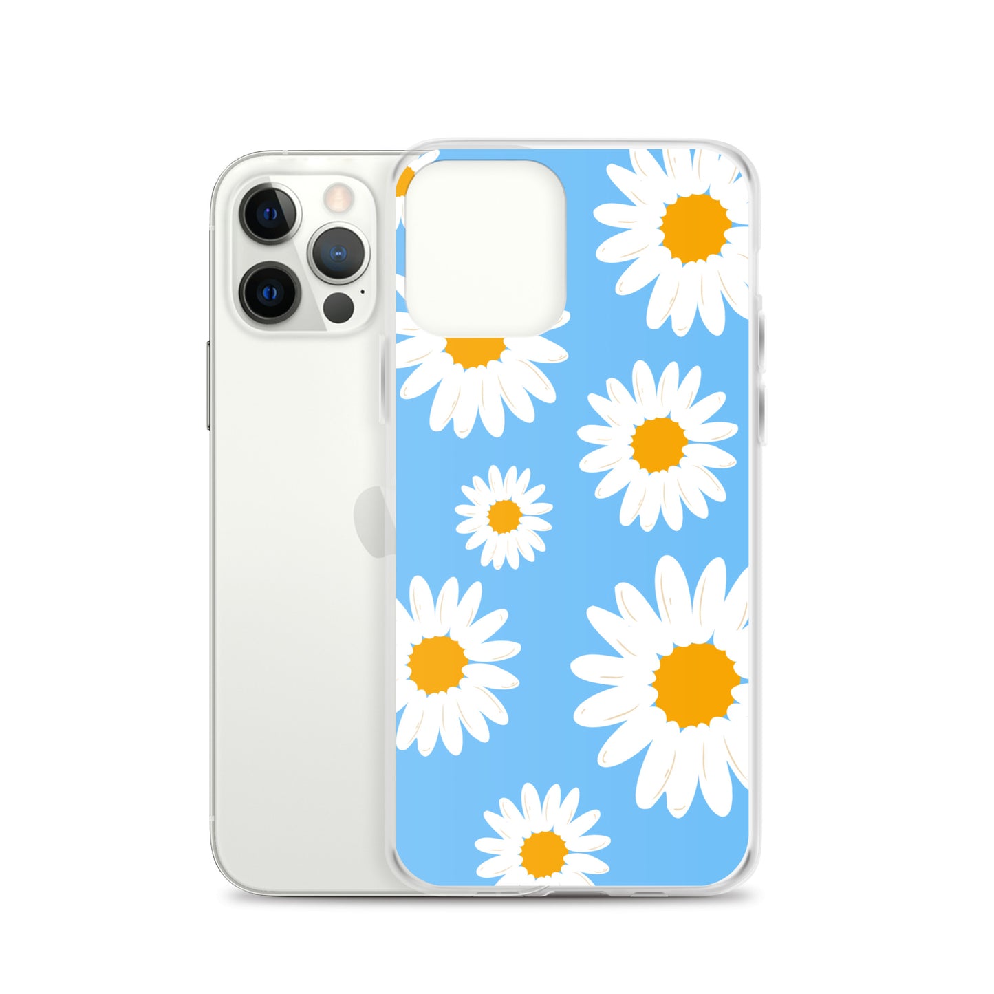 Abstract iPhone case Daisies on skyblue BG