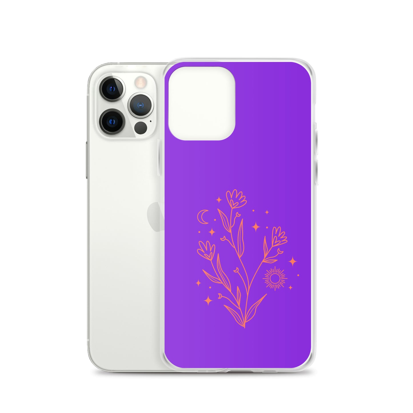 Abstract iPhone case red flowers on purple BG