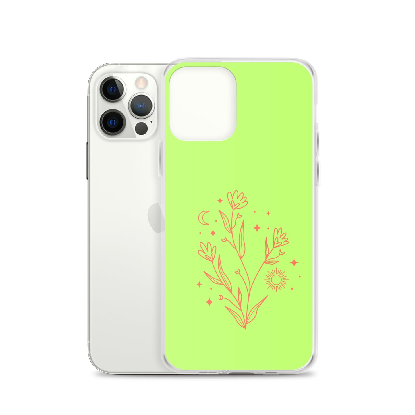 Abstract iPhone case flowers on light green BG