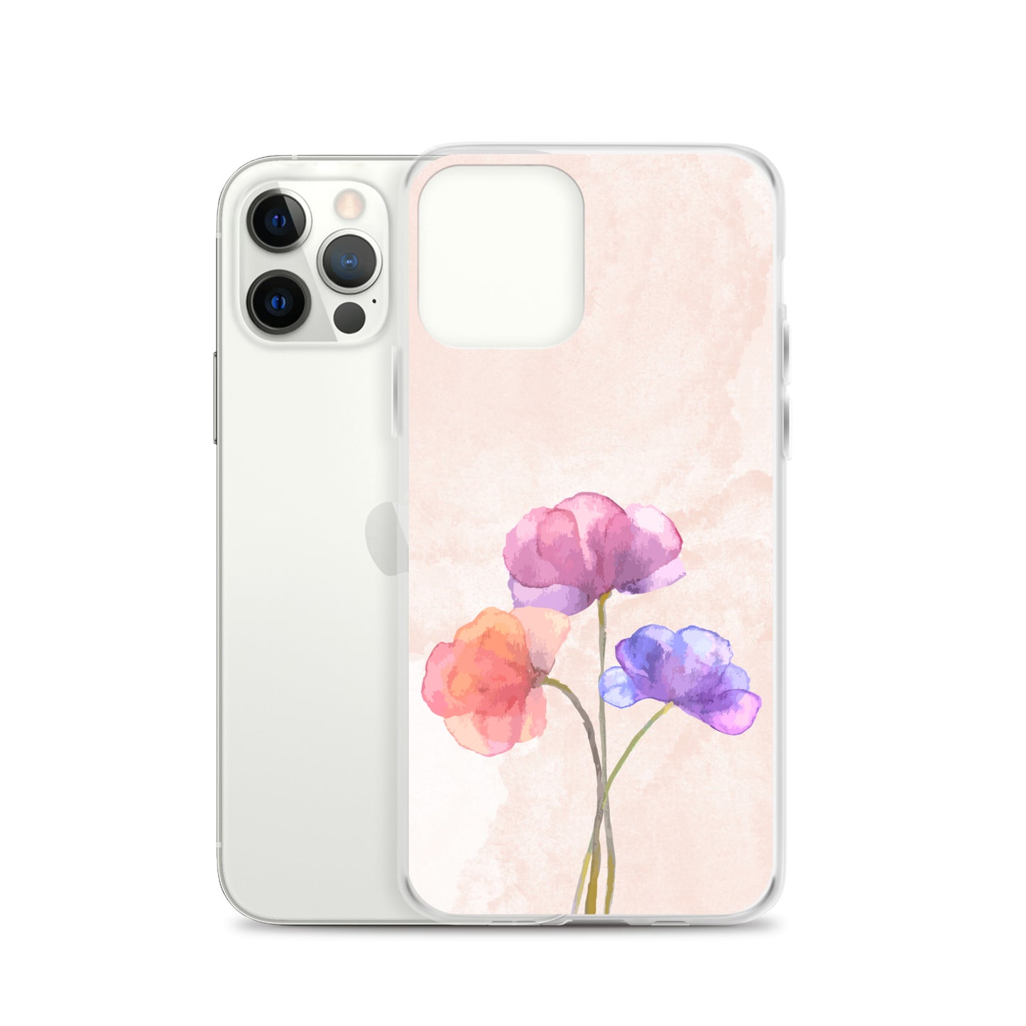 Abstract iPhone case 3 flowers on pink Bg