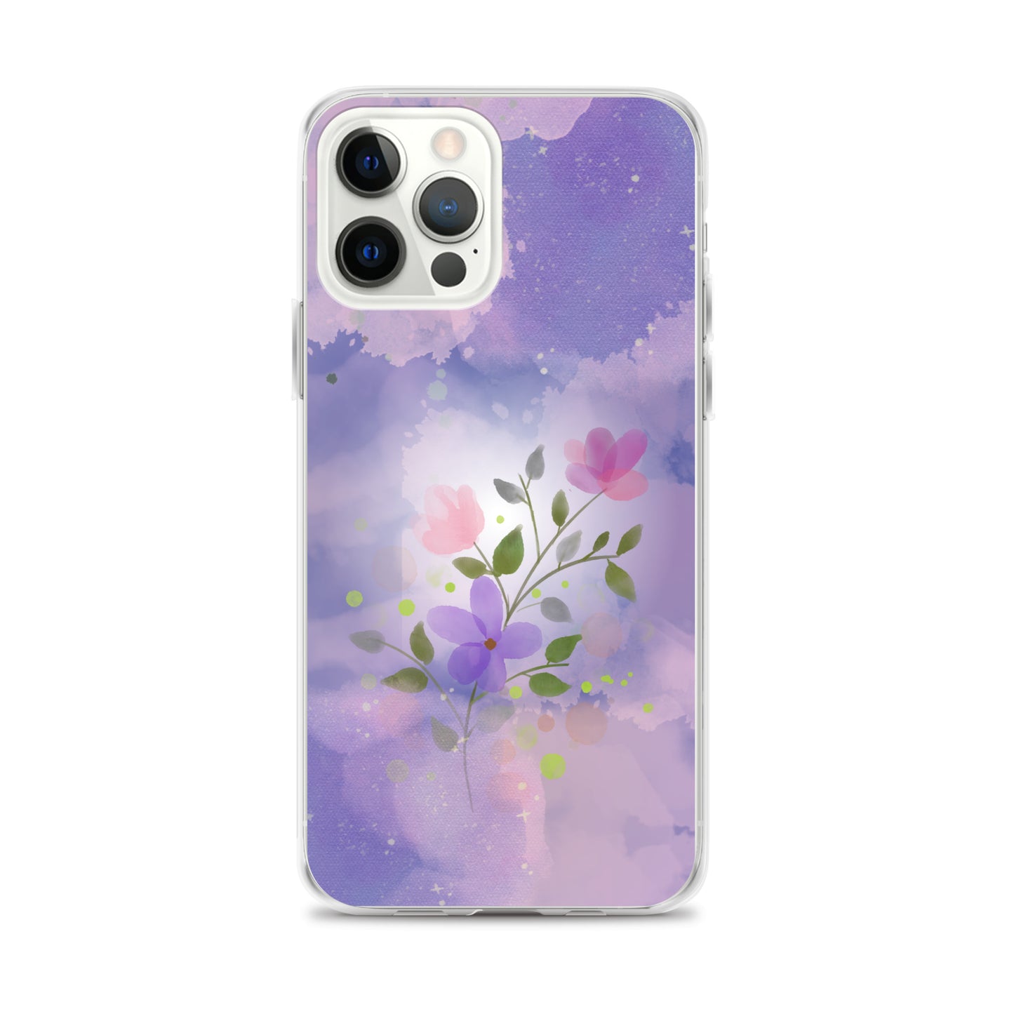 Abstract iPhone case flowers on a lilac Bg