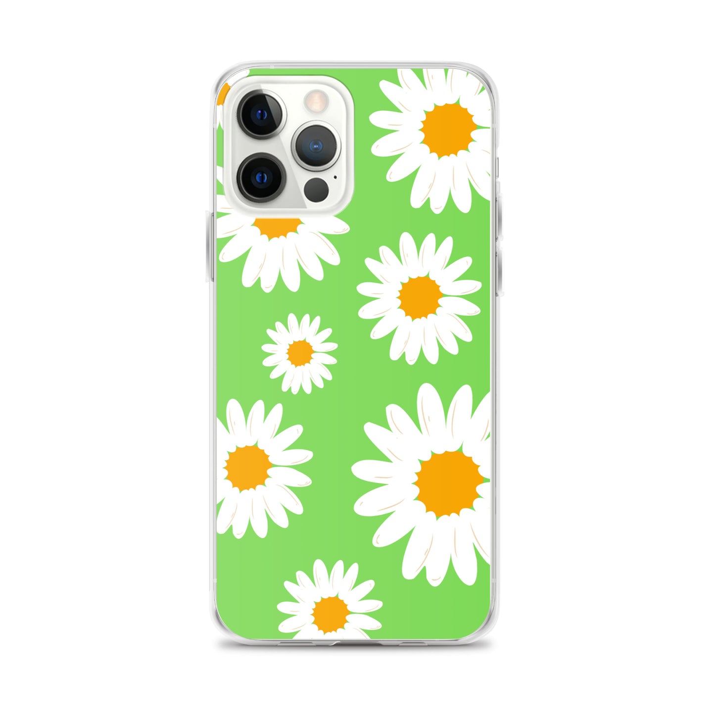 Abstract iPhone case daisies on a green BG