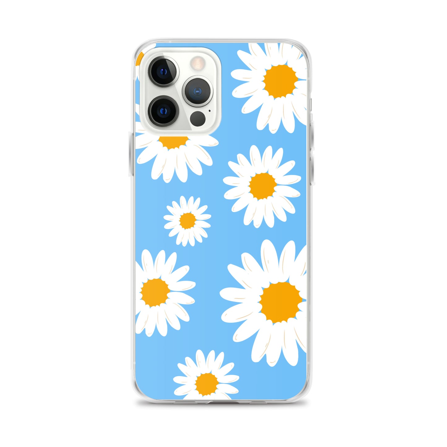 Abstract iPhone case Daisies on skyblue BG