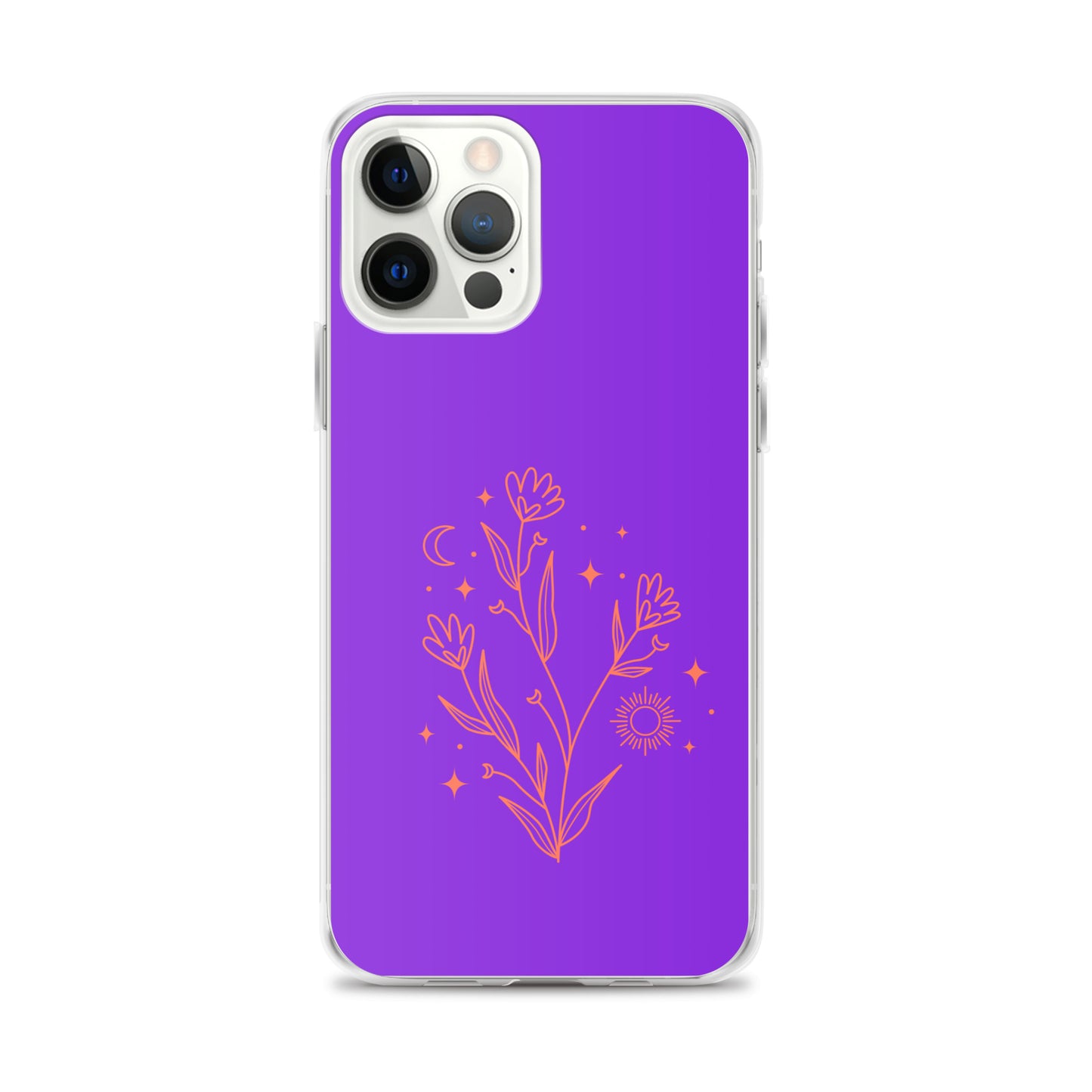 Abstract iPhone case red flowers on purple BG