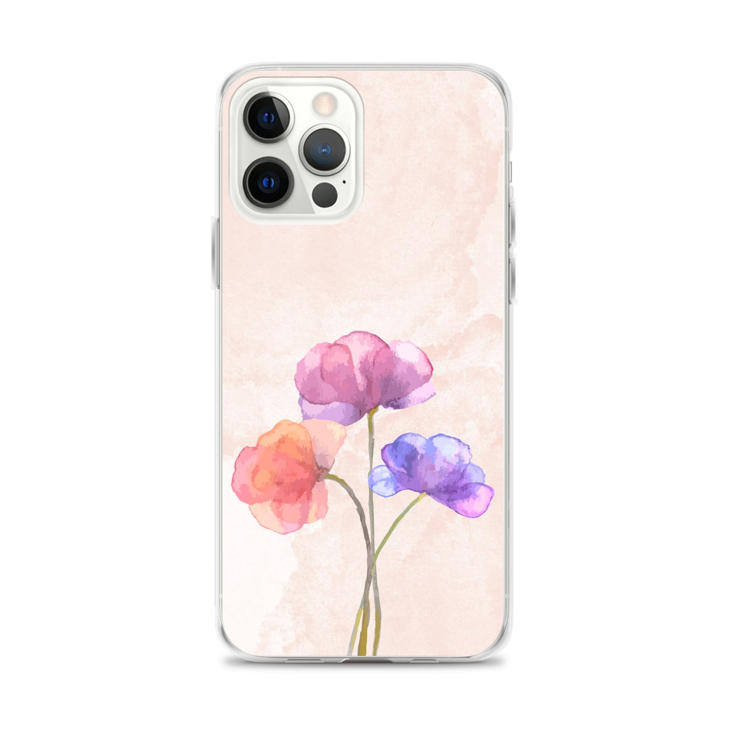 Abstract iPhone case 3 flowers on pink Bg