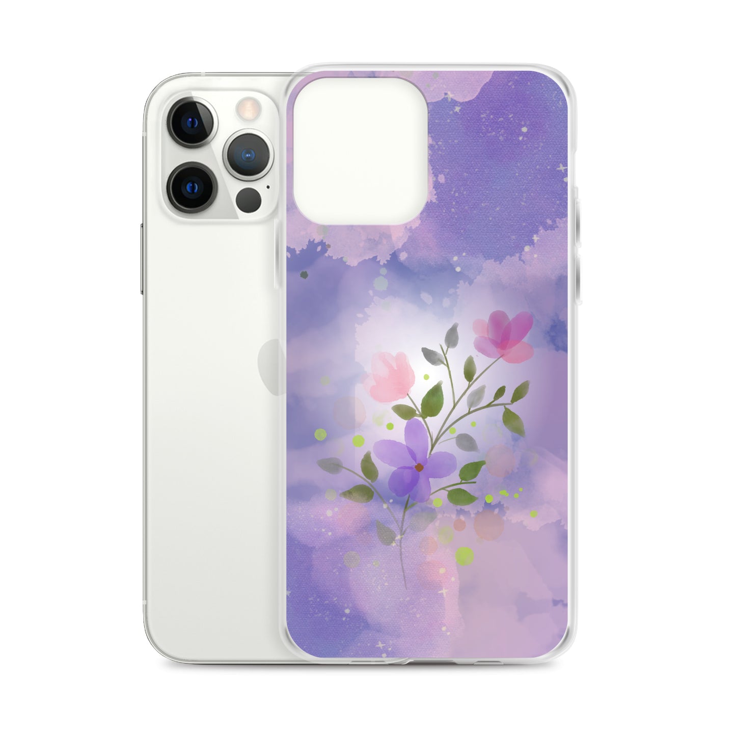 Abstract iPhone case flowers on a lilac Bg