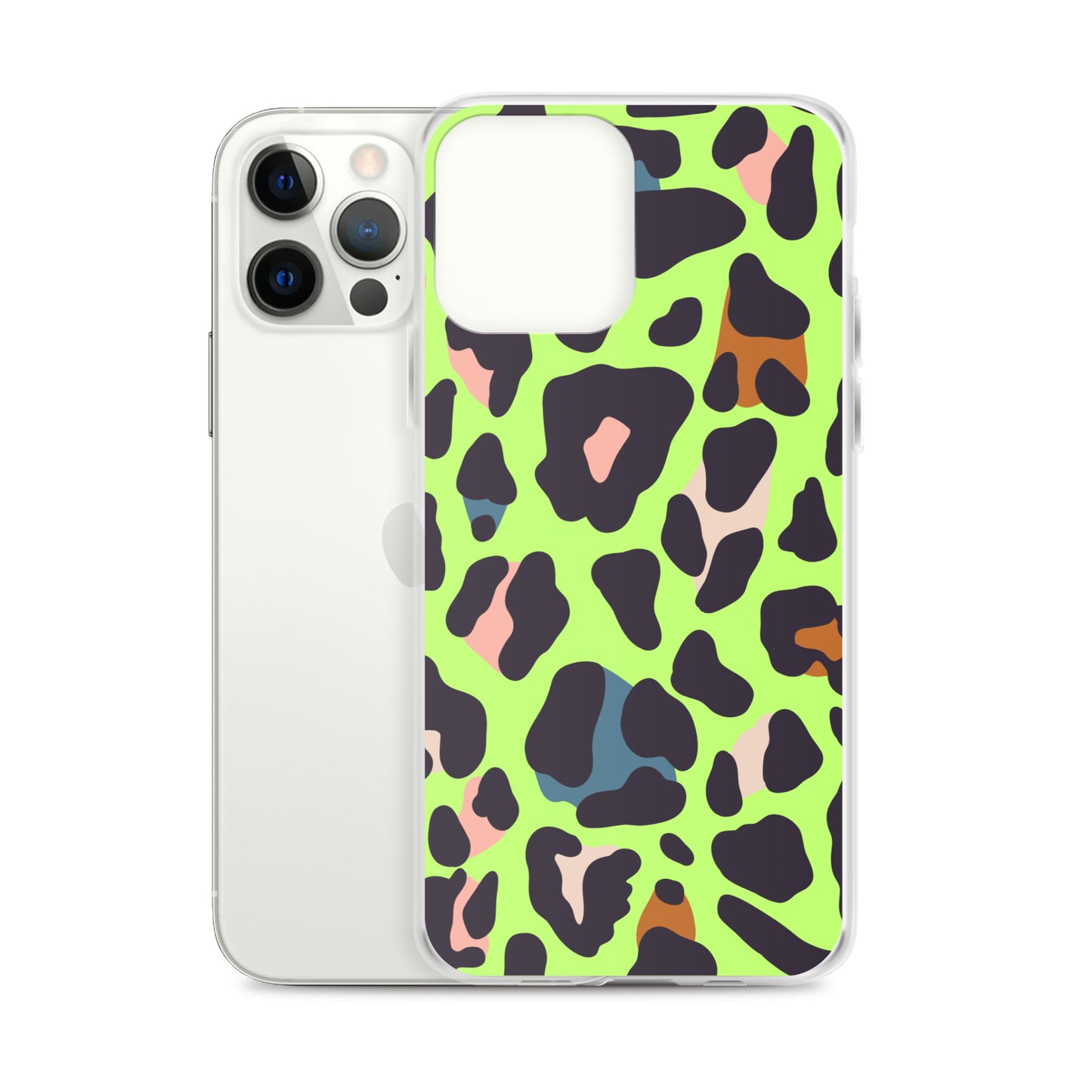 Abstract iPhone case lime leopard print