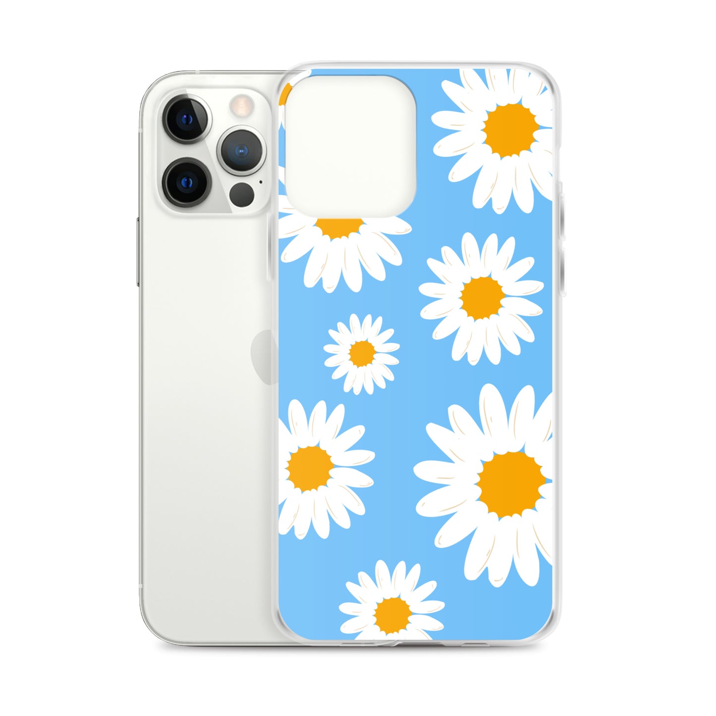 Abstract iPhone case Daisies on skyblue BG