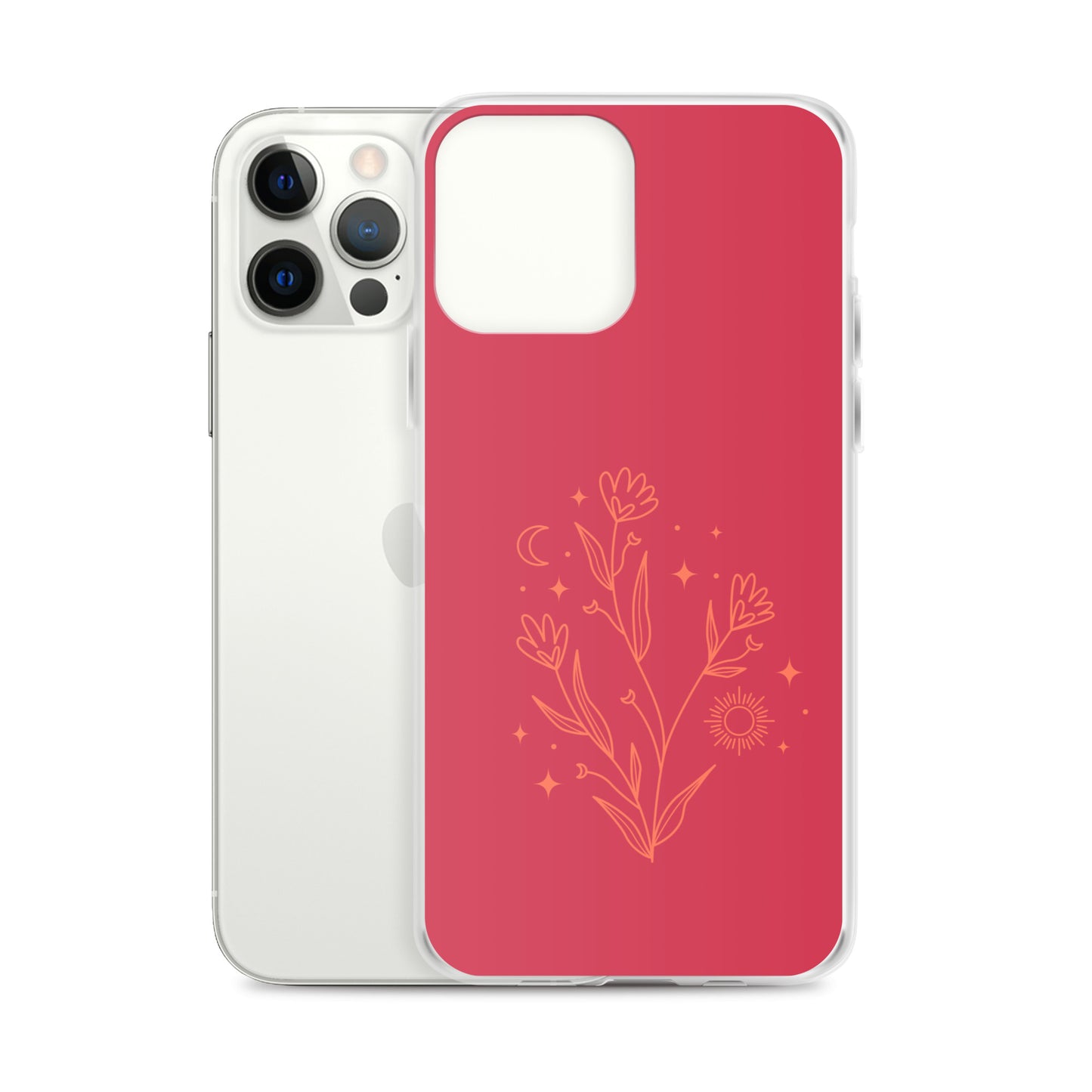 Abstract iPhone case flowers on red BG