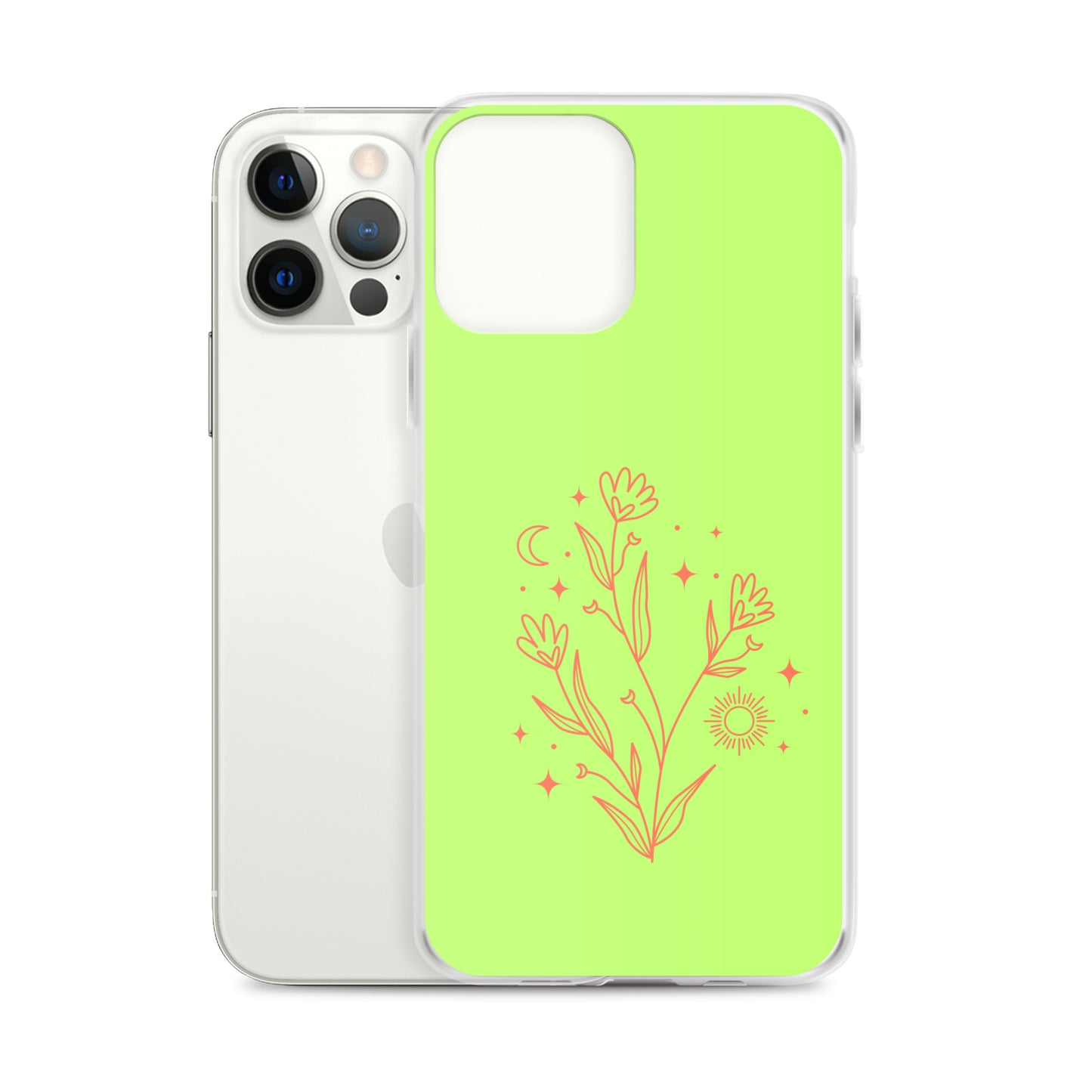 Abstract iPhone case flowers on light green BG