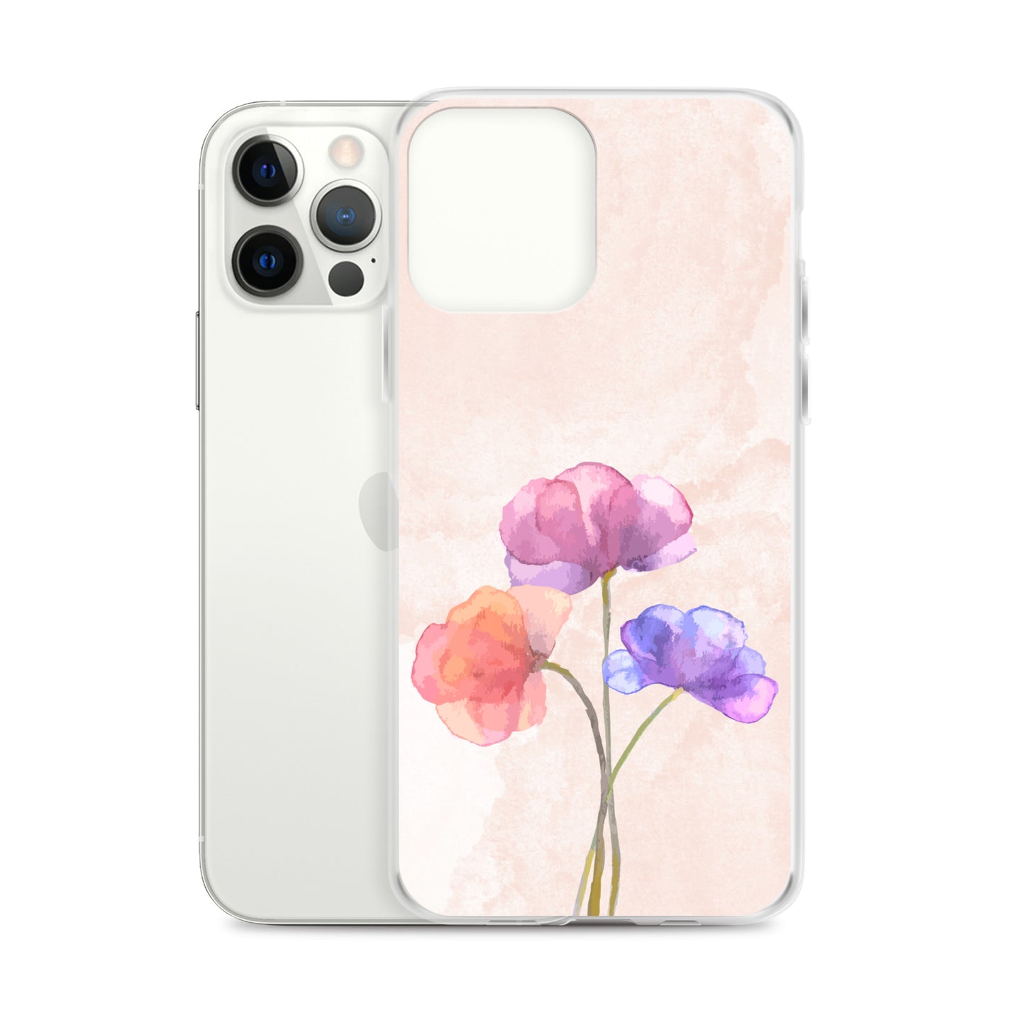 Abstract iPhone case 3 flowers on pink Bg