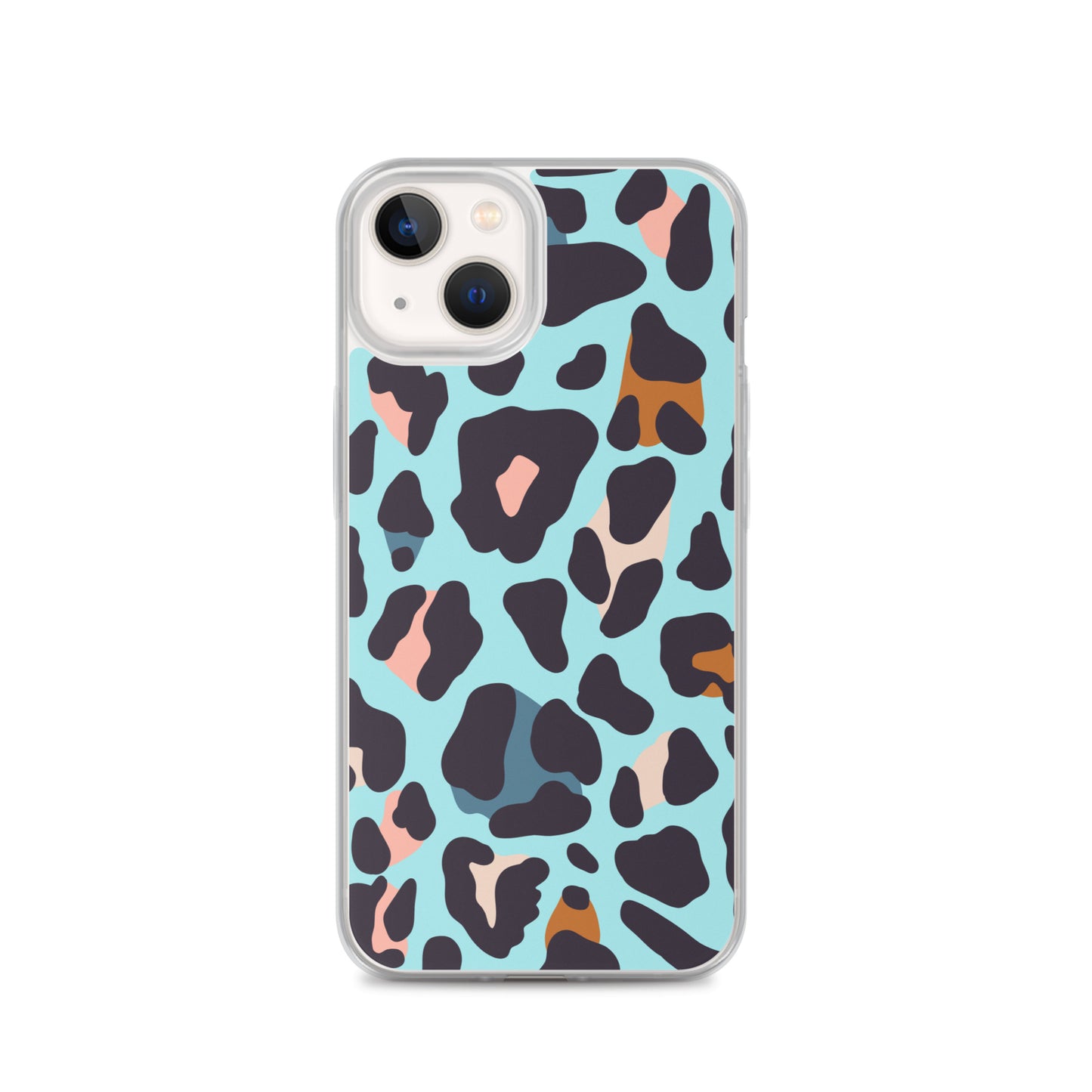 Abstract iPhone case blue leopard print