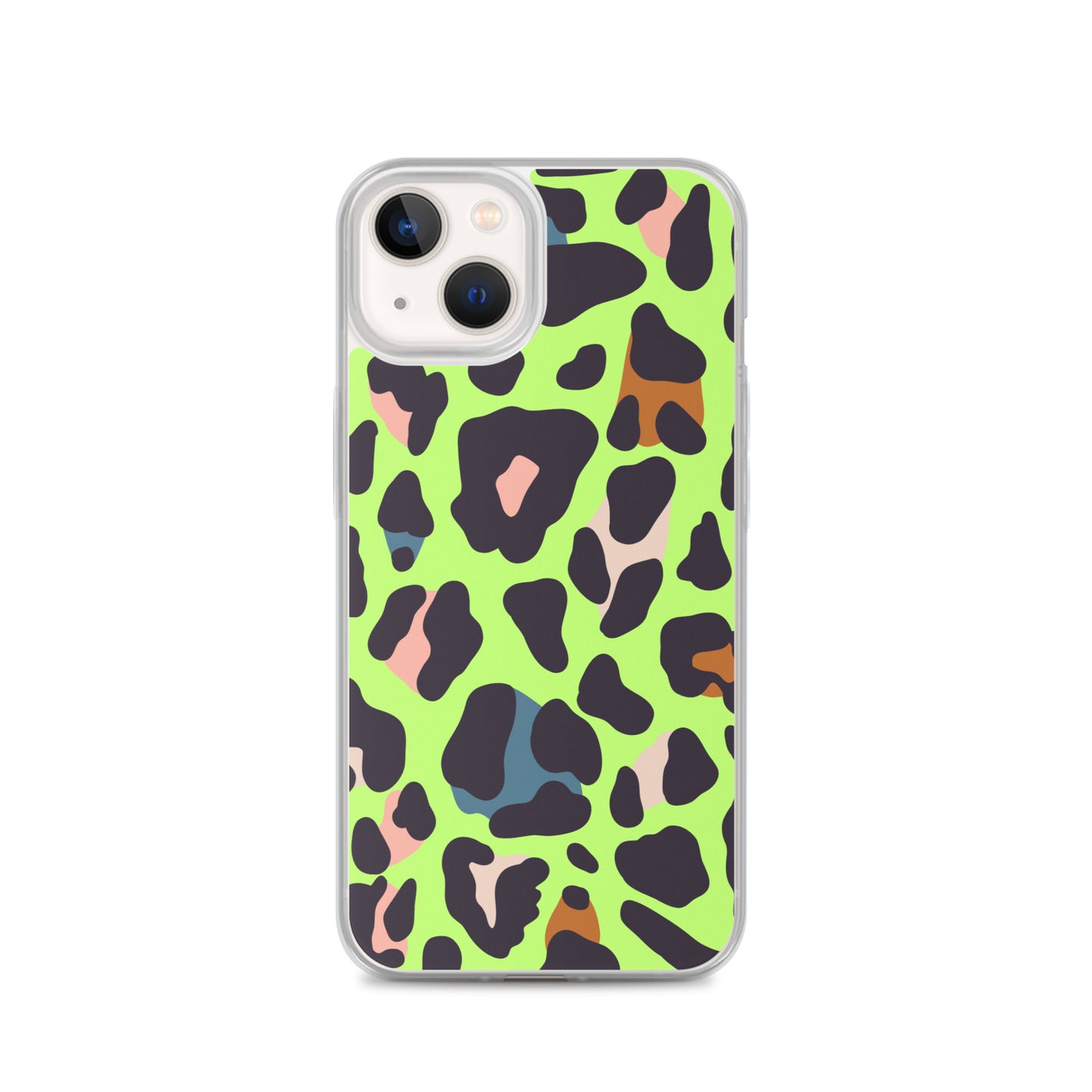 Abstract iPhone case lime leopard print