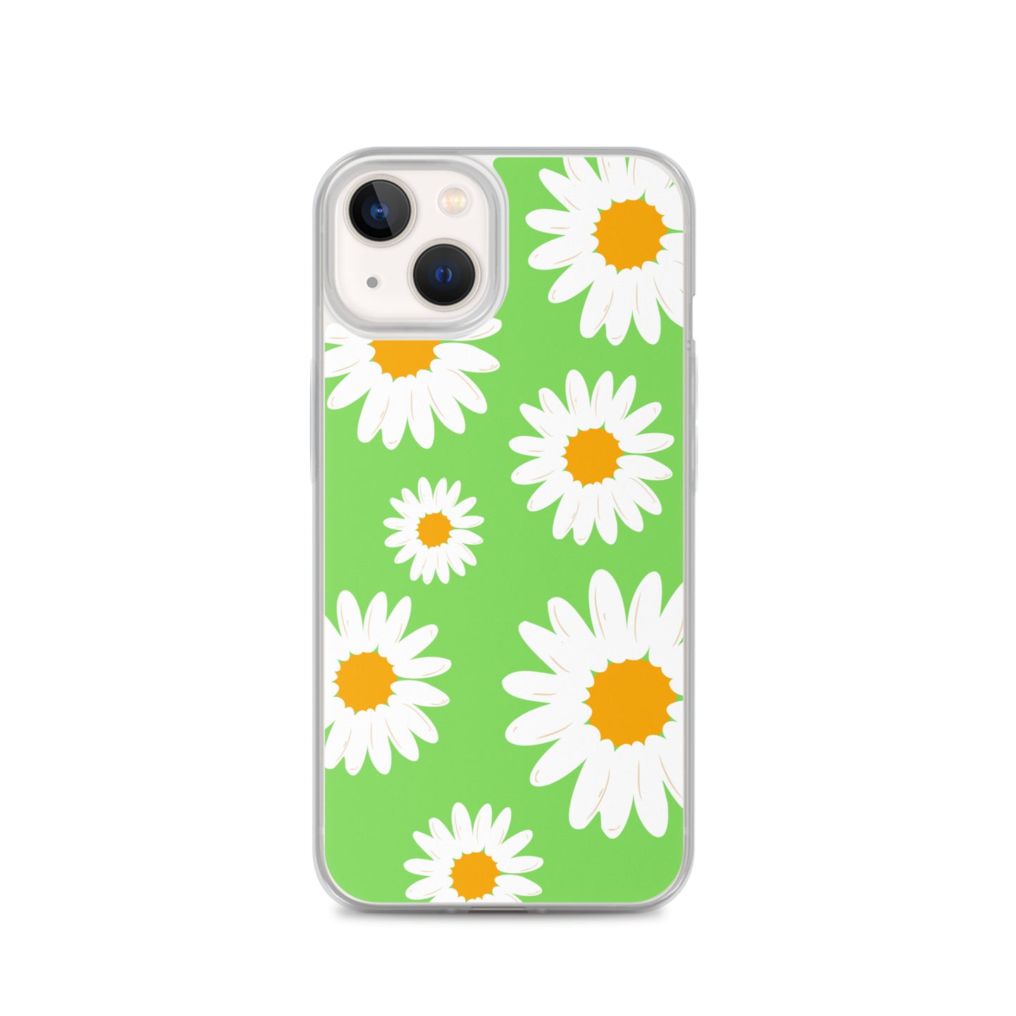 Abstract iPhone case daisies on a green BG