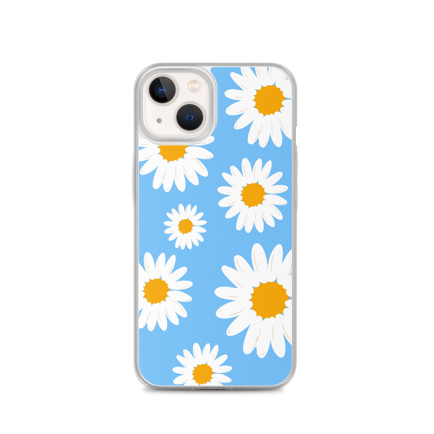 Abstract iPhone case Daisies on skyblue BG