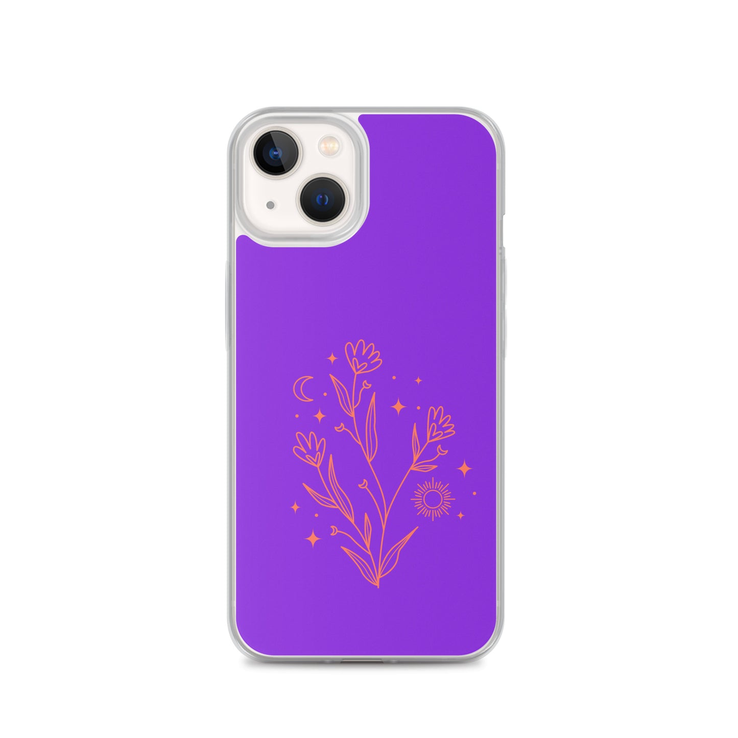 Abstract iPhone case red flowers on purple BG