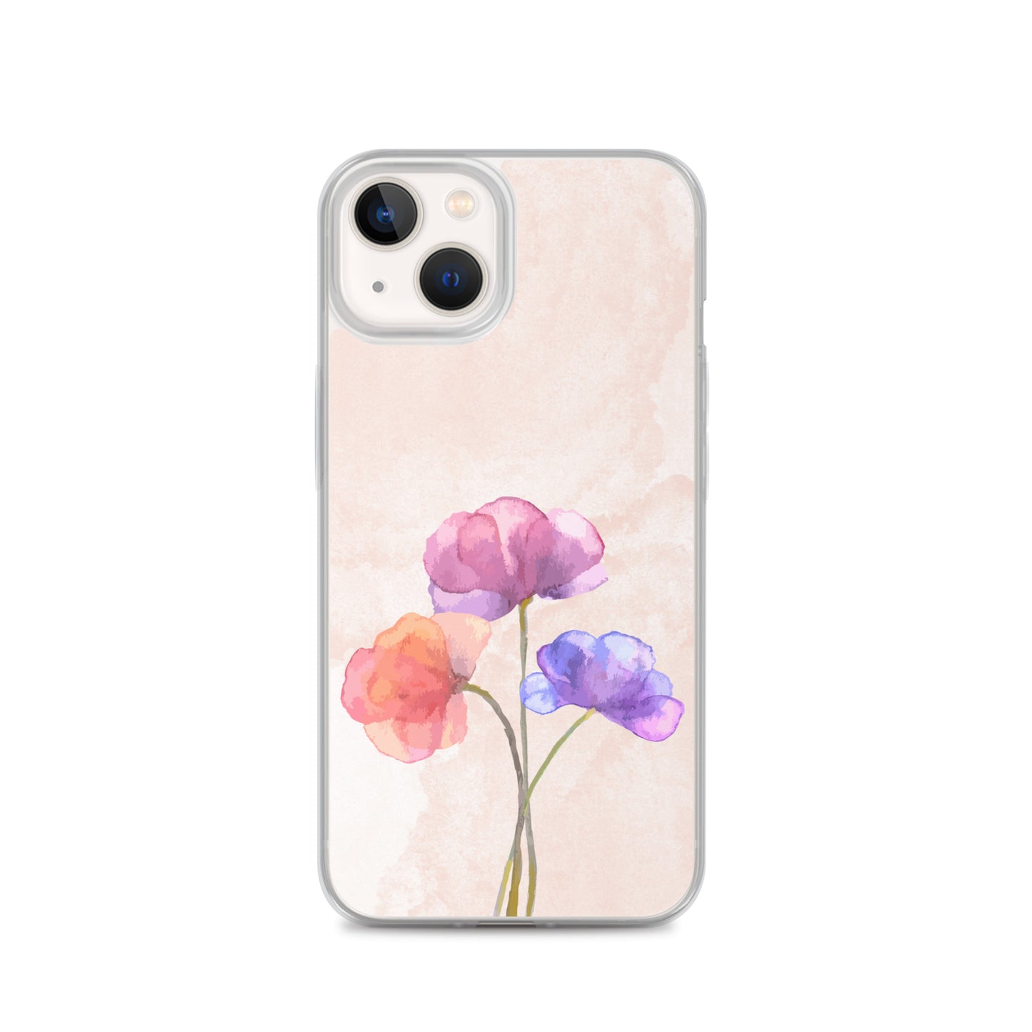 Abstract iPhone case 3 flowers on pink Bg