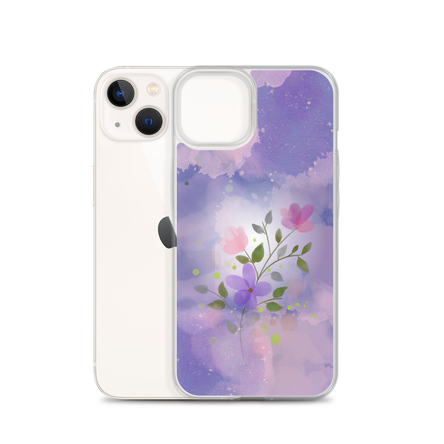 Abstract iPhone case flowers on a lilac Bg