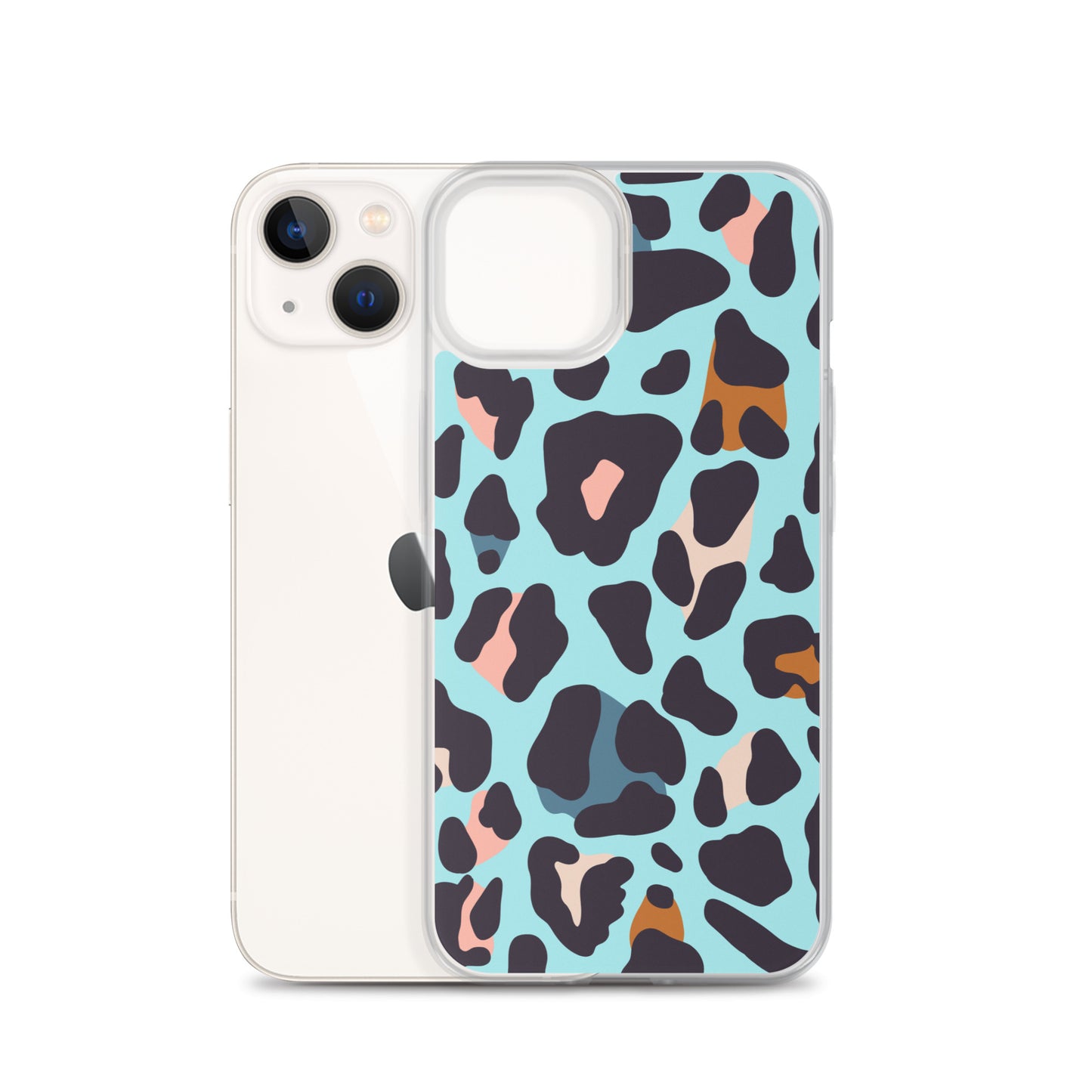 Abstract iPhone case blue leopard print