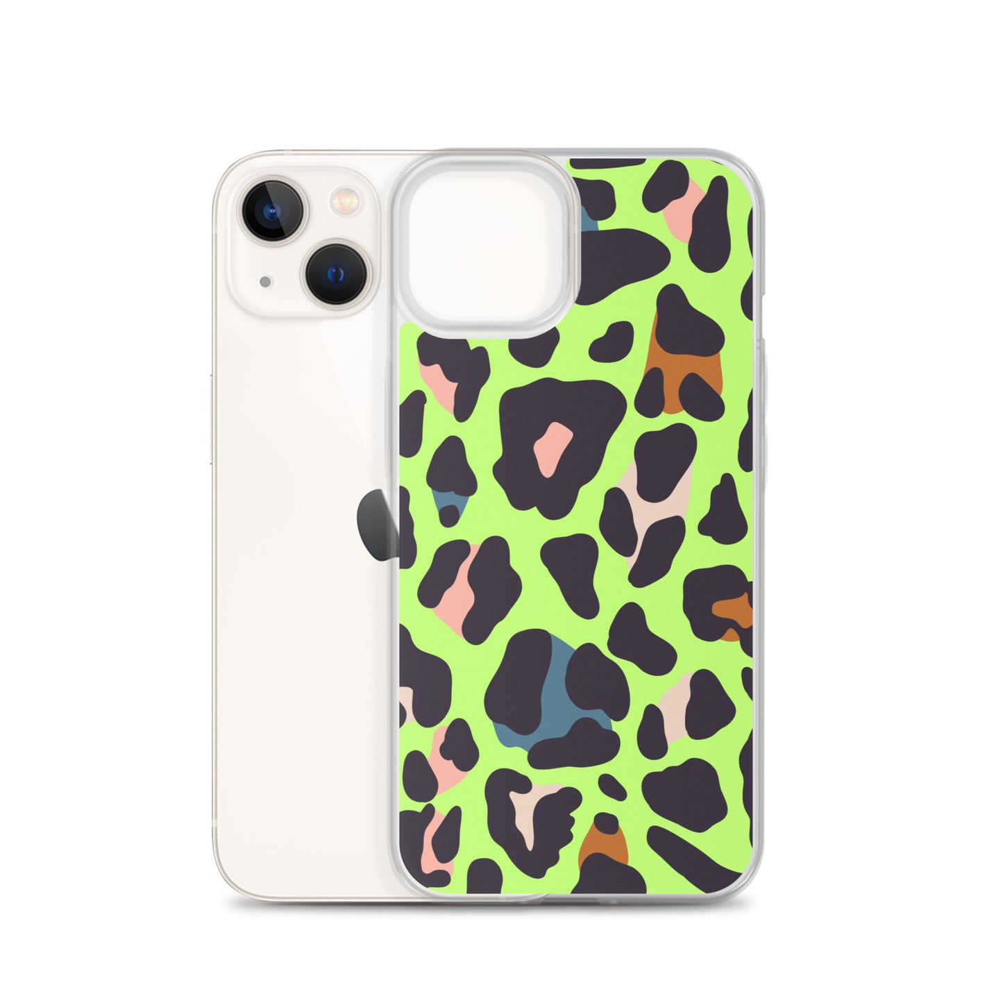 Abstract iPhone case lime leopard print