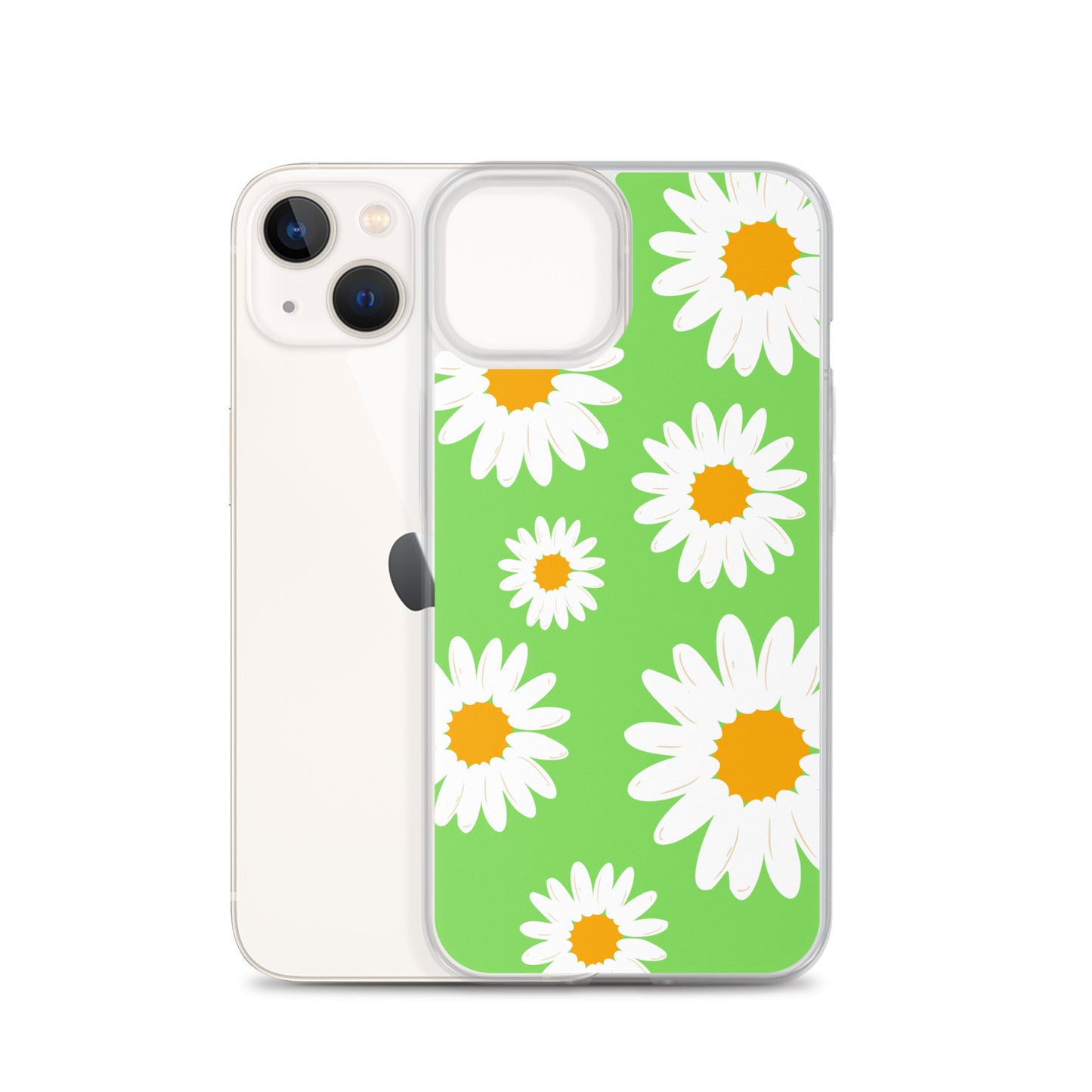 Abstract iPhone case daisies on a green BG