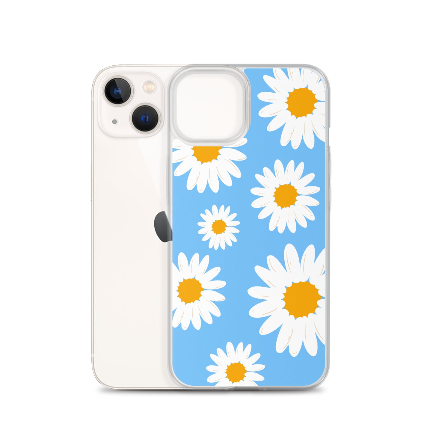 Abstract iPhone case Daisies on skyblue BG