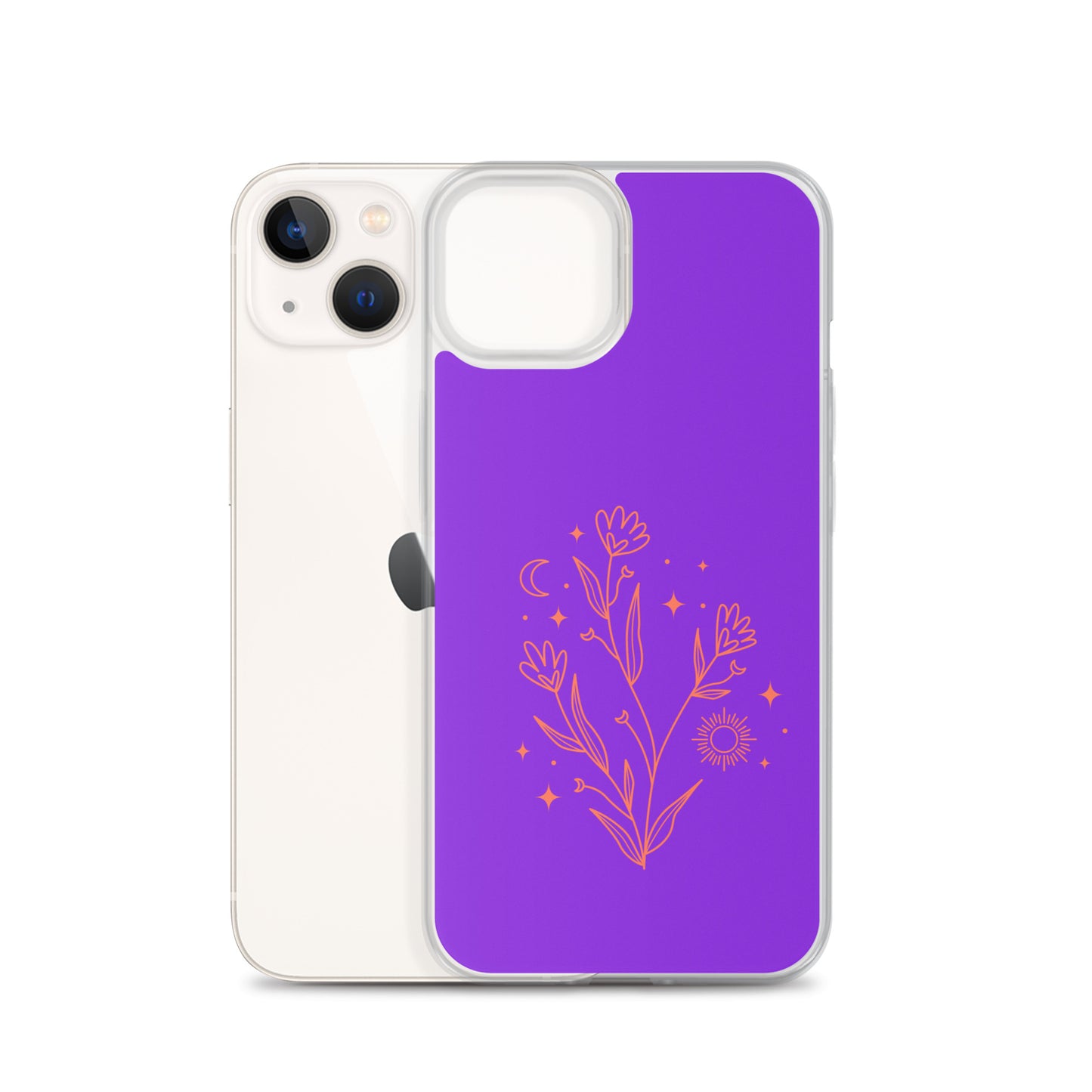 Abstract iPhone case red flowers on purple BG