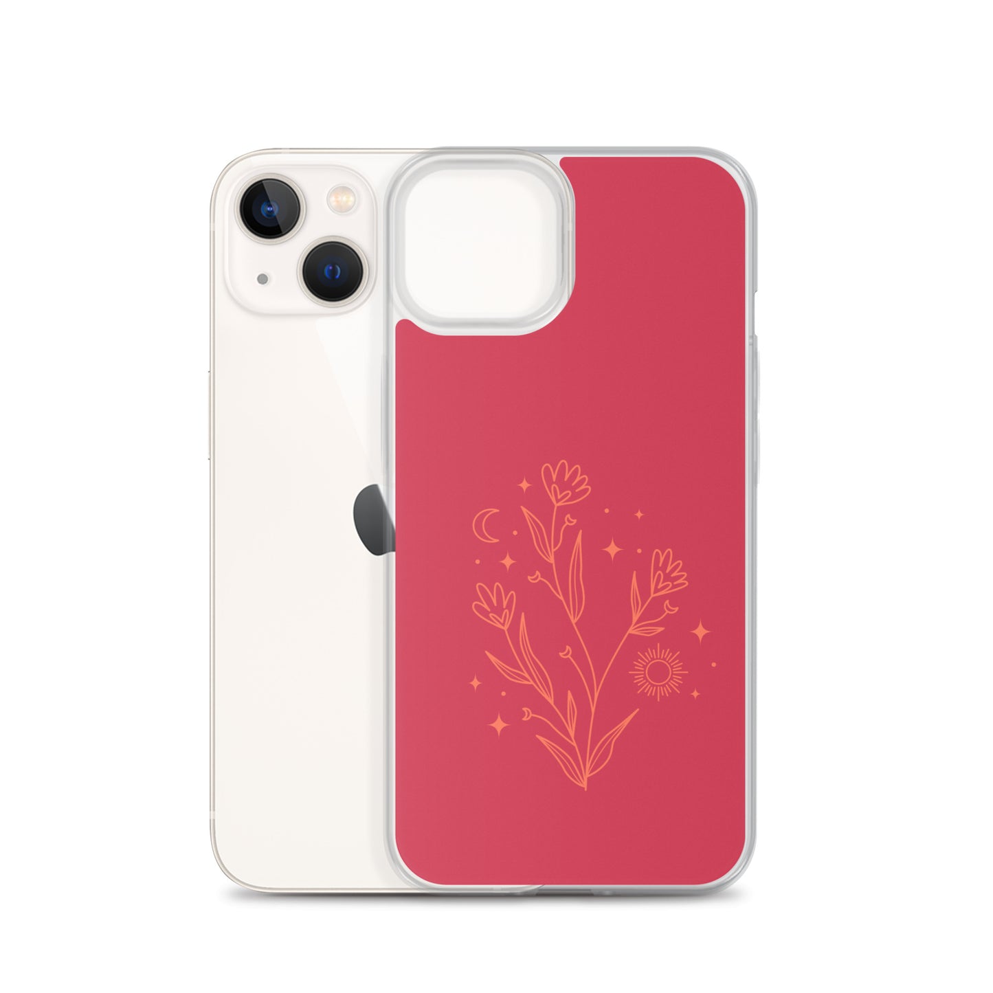 Abstract iPhone case flowers on red BG