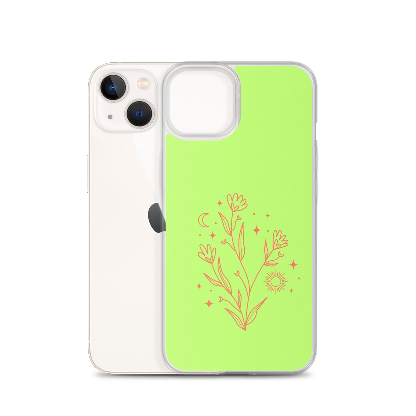 Abstract iPhone case flowers on light green BG