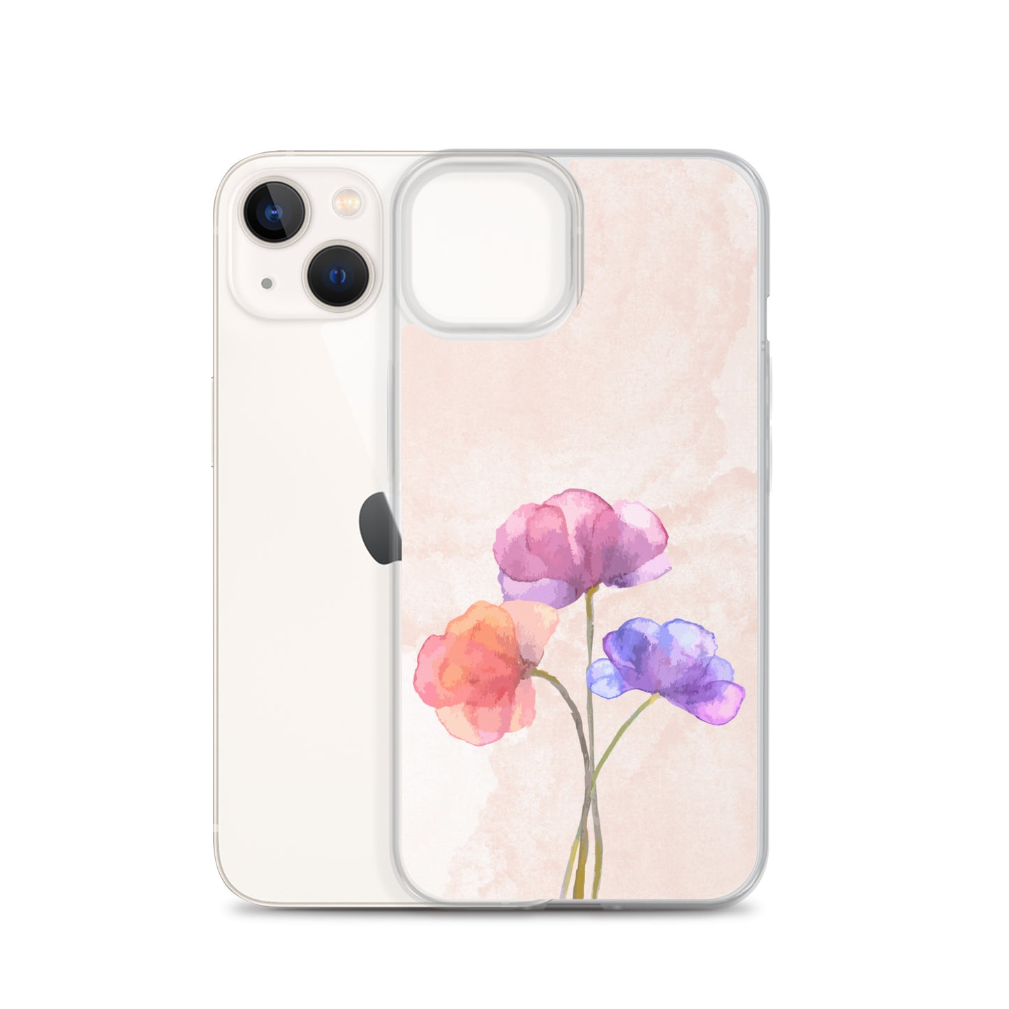 Abstract iPhone case 3 flowers on pink Bg