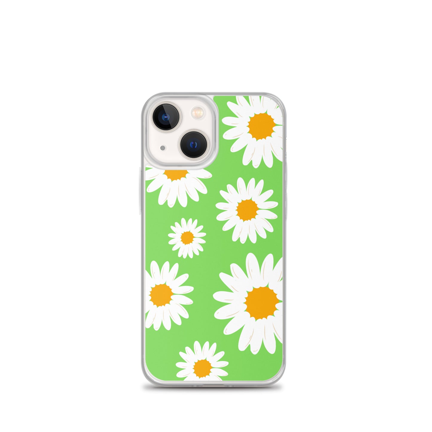 Abstract iPhone case daisies on a green BG