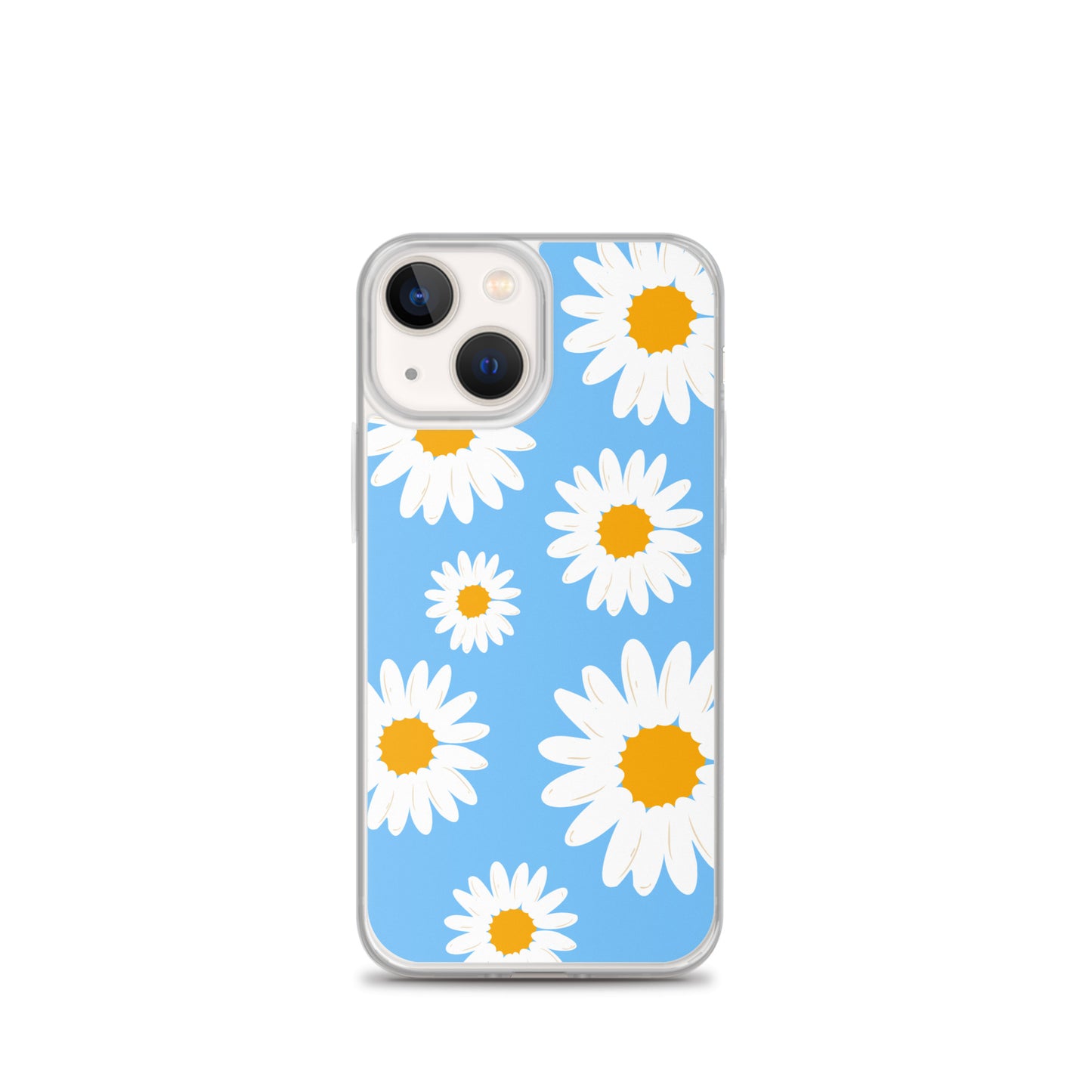 Abstract iPhone case Daisies on skyblue BG