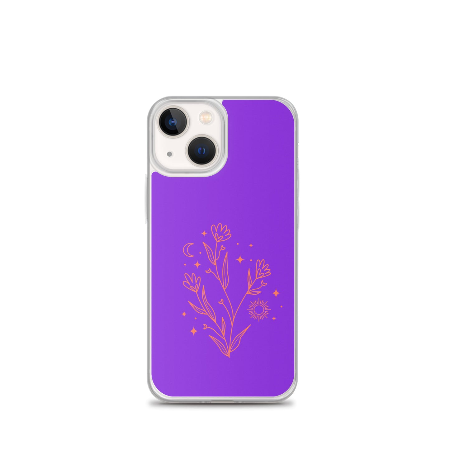 Abstract iPhone case red flowers on purple BG