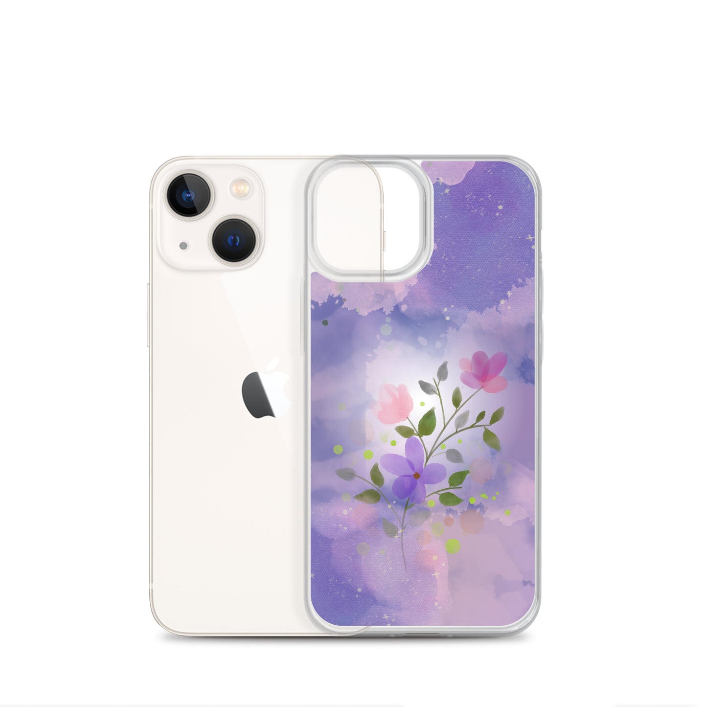 Abstract iPhone case flowers on a lilac Bg